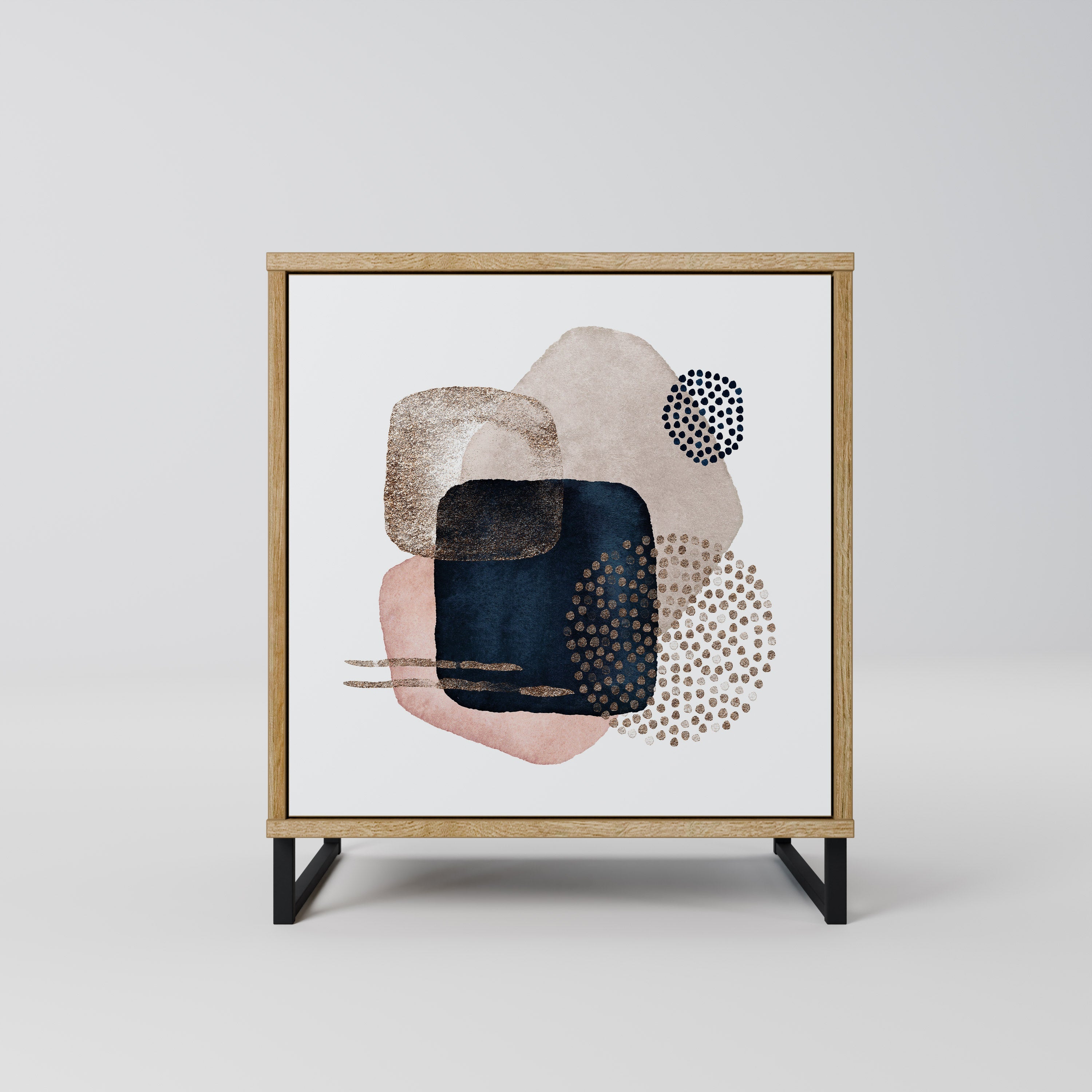 COLORFUL SHAPES Aparador de 1 Porta em Efeito Carvalho