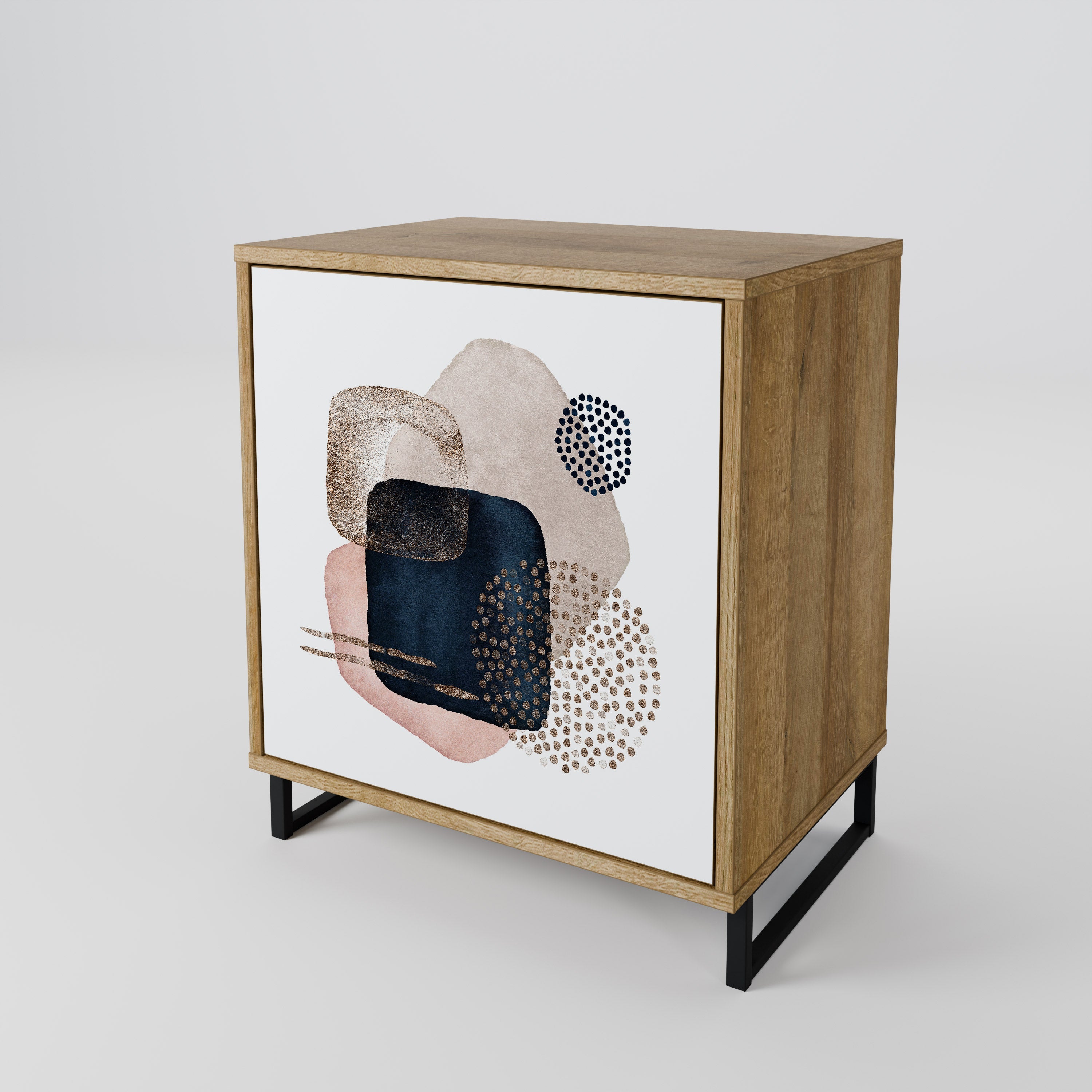 COLORFUL SHAPES Aparador de 1 Porta em Efeito Carvalho