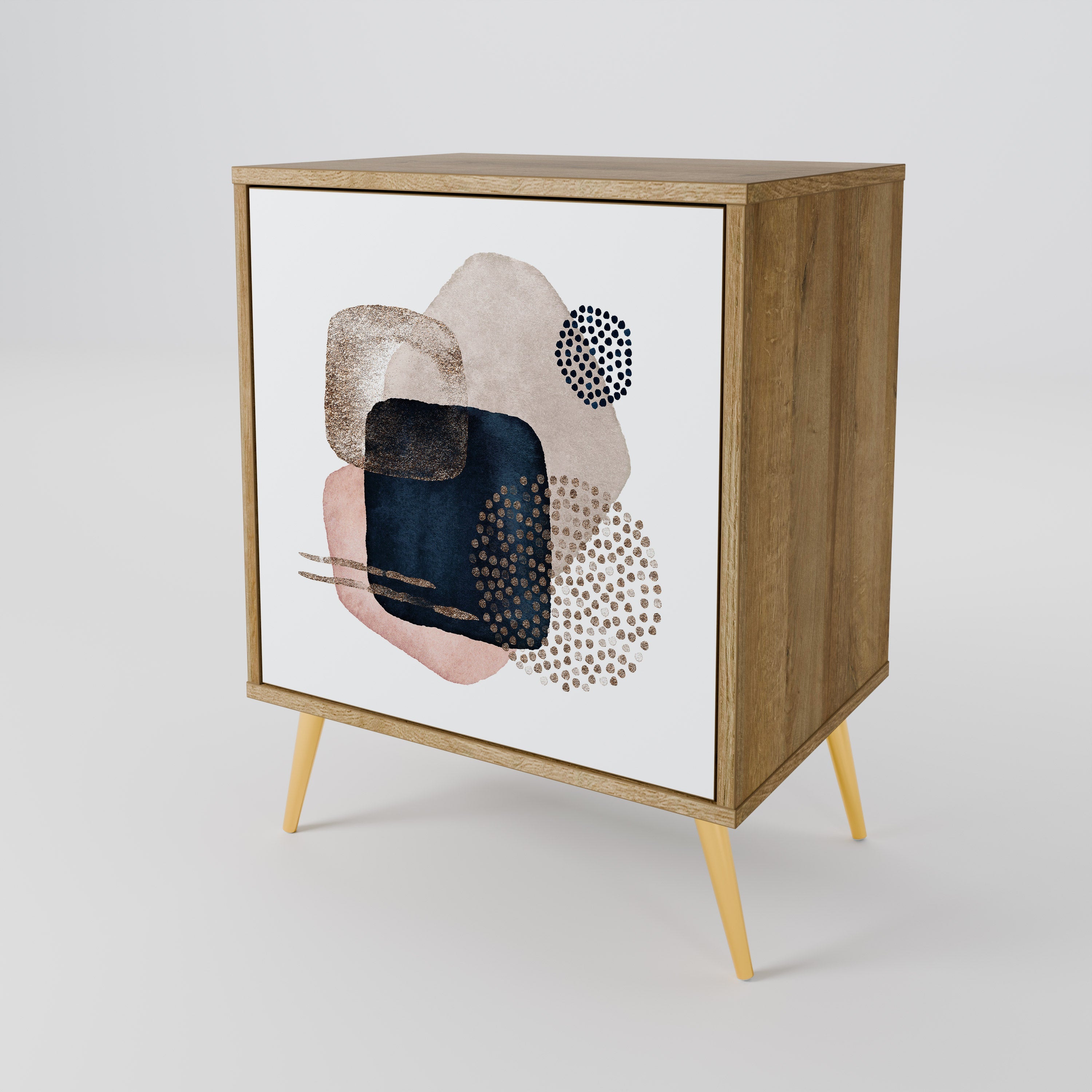 COLORFUL SHAPES Aparador de 1 Porta em Efeito Carvalho