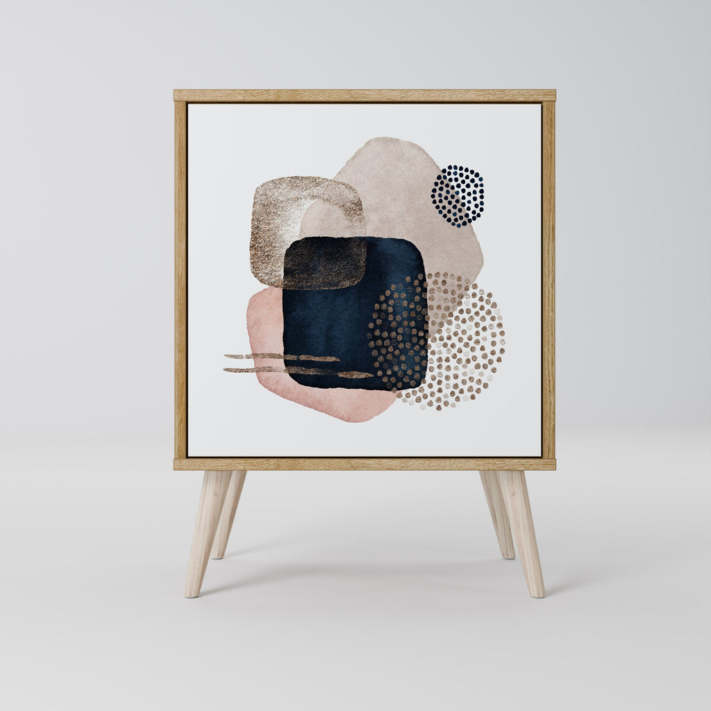 COLORFUL SHAPES Aparador de 1 Porta em Efeito Carvalho