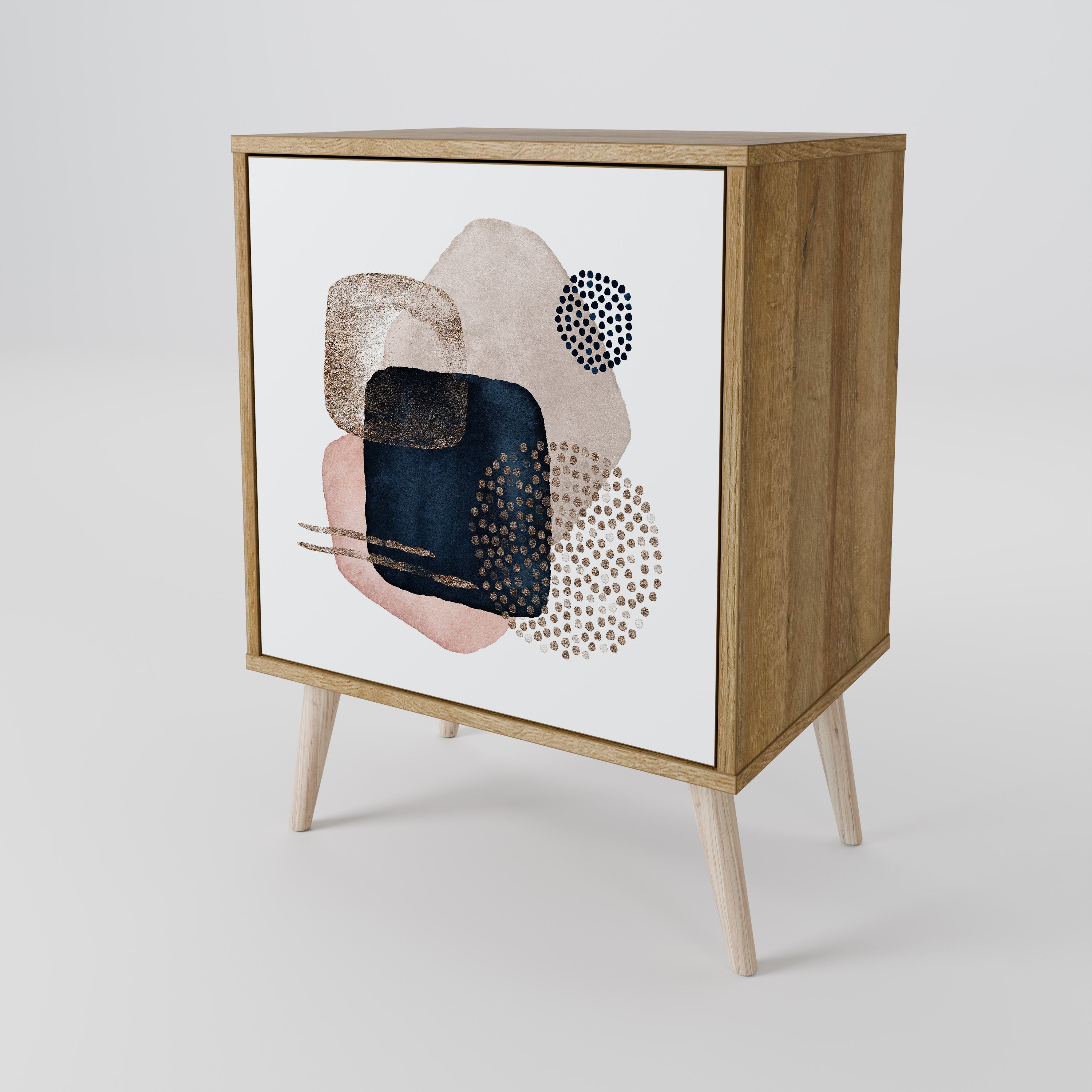 COLORFUL SHAPES Aparador de 1 Porta em Efeito Carvalho