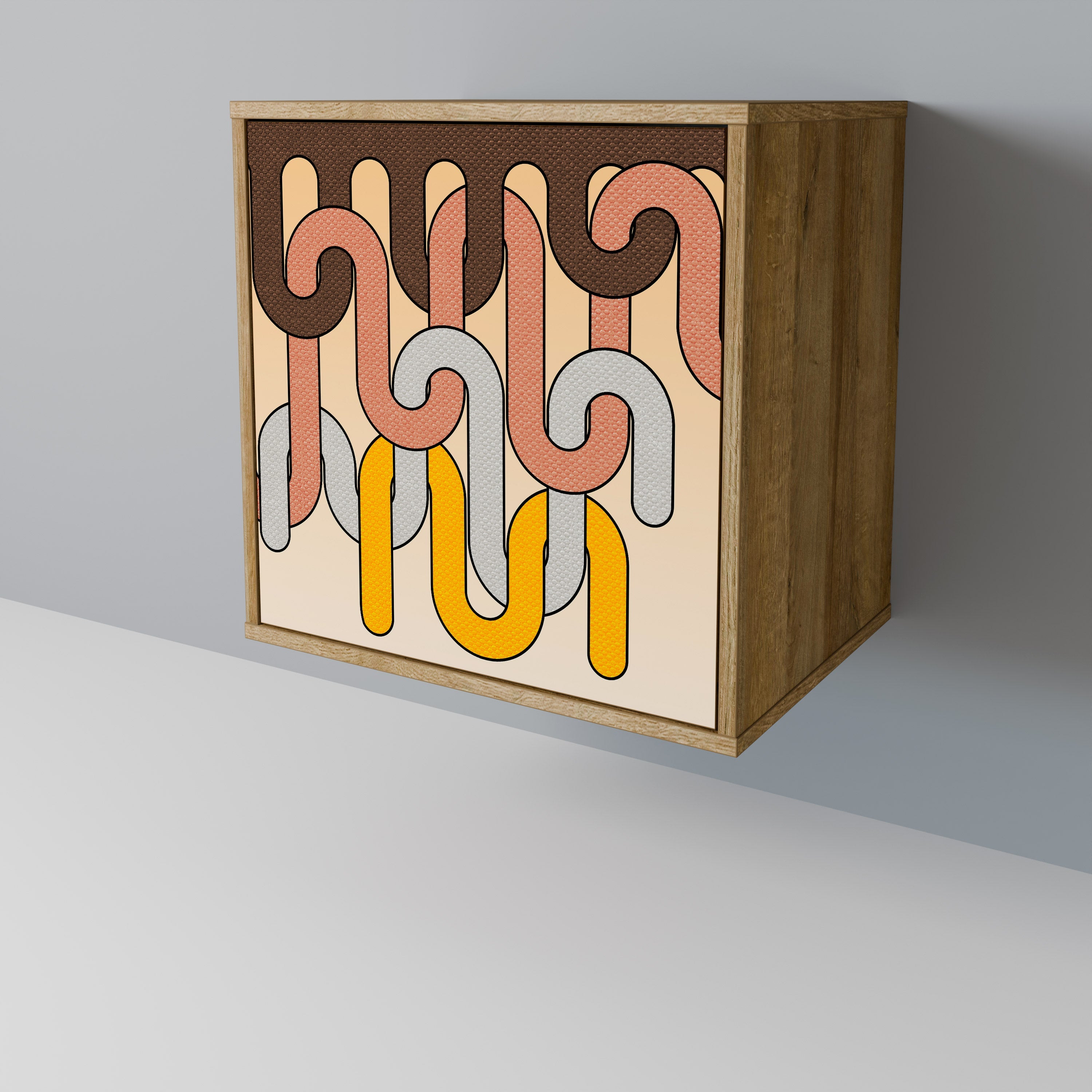 COLORFUL STRINGS Aparador de 1 Porta em Efeito Carvalho