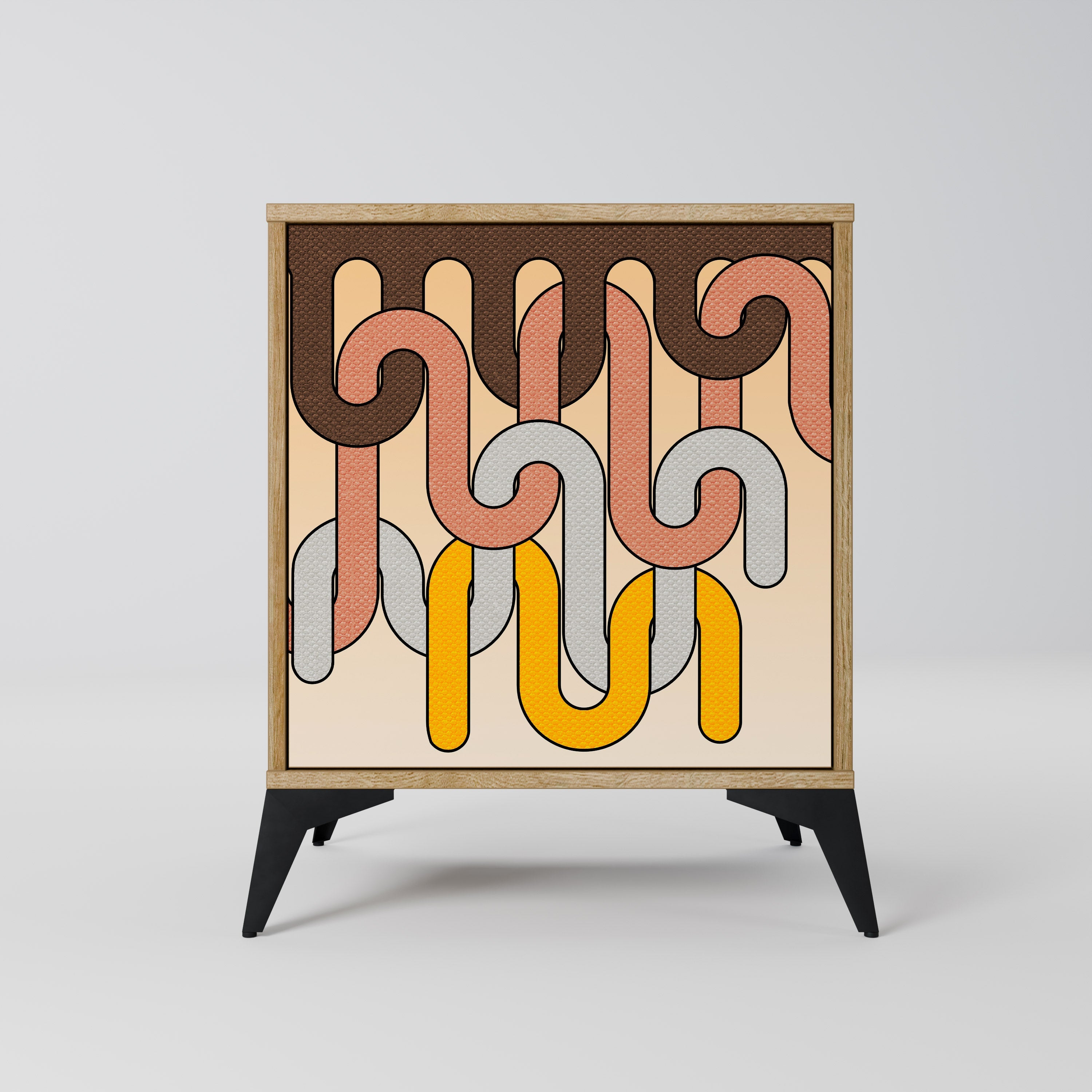 COLORFUL STRINGS Aparador de 1 Porta em Efeito Carvalho