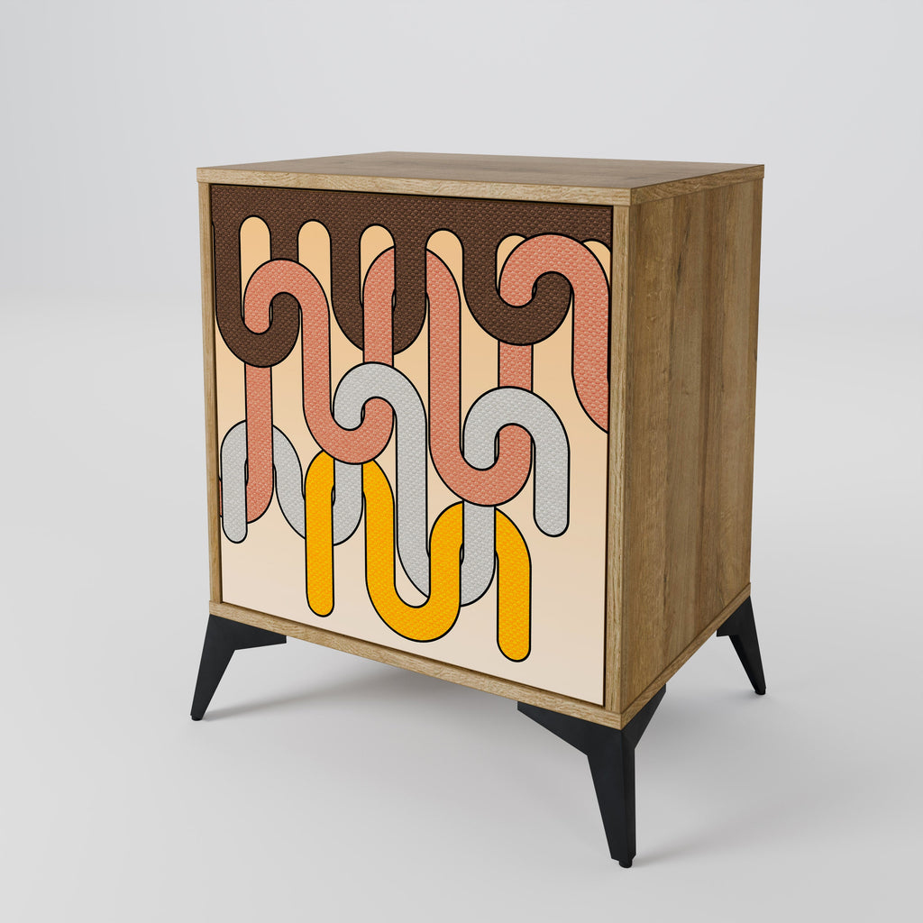 COLORFUL STRINGS Aparador de 1 Porta em Efeito Carvalho