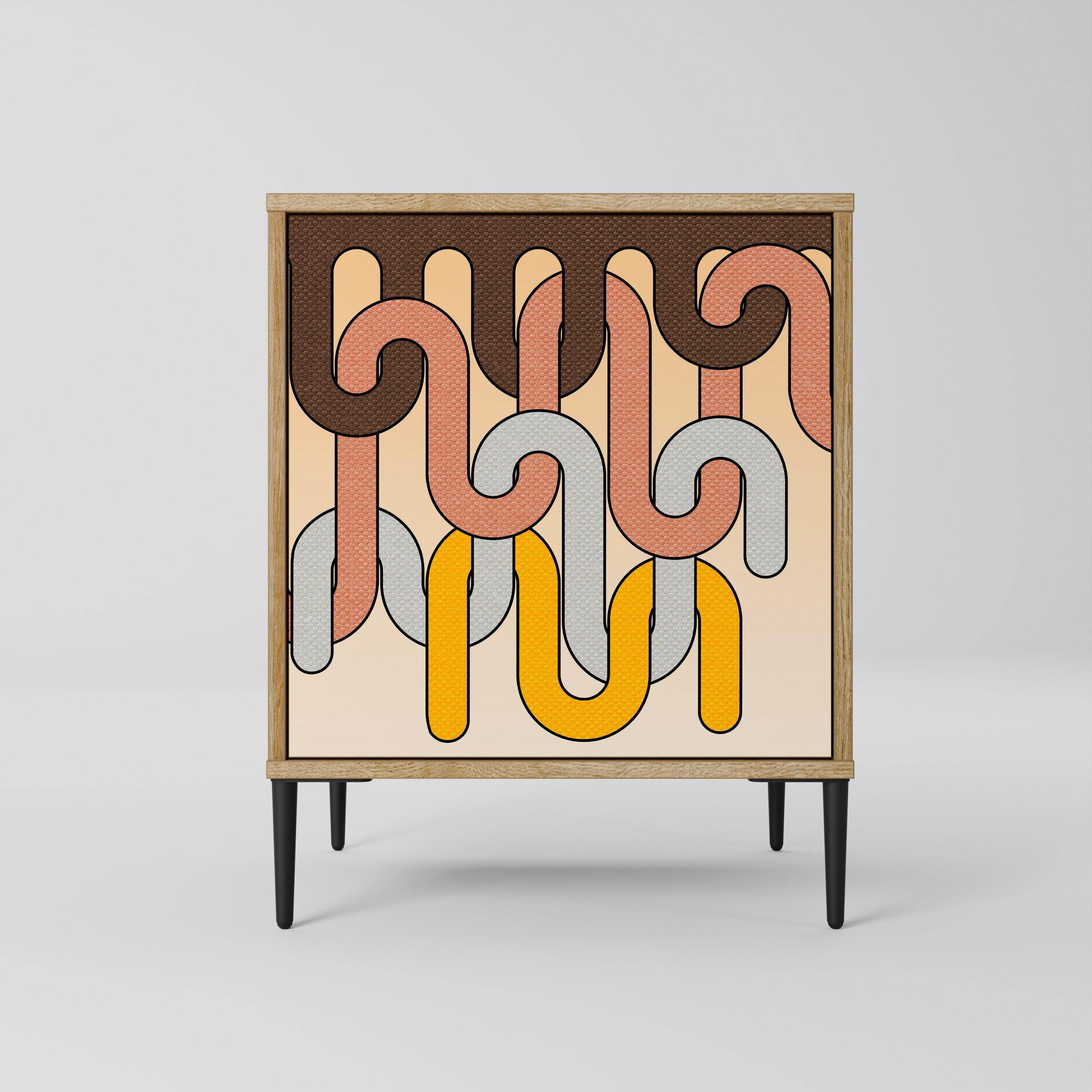 COLORFUL STRINGS Aparador de 1 Porta em Efeito Carvalho