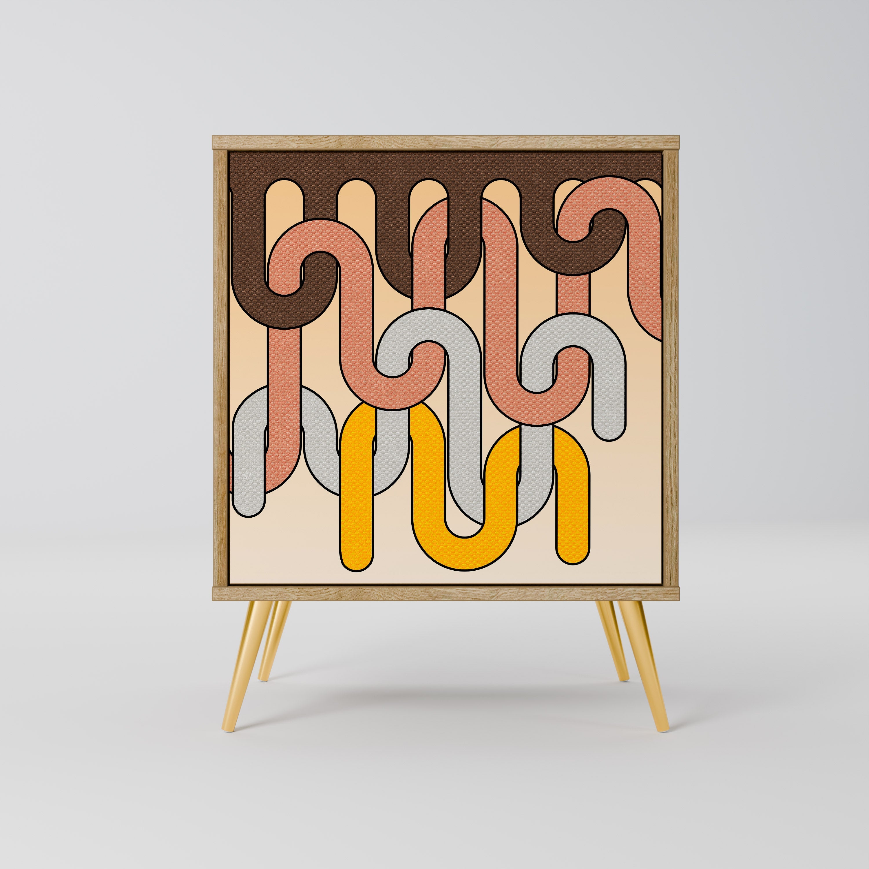 COLORFUL STRINGS Aparador de 1 Porta em Efeito Carvalho