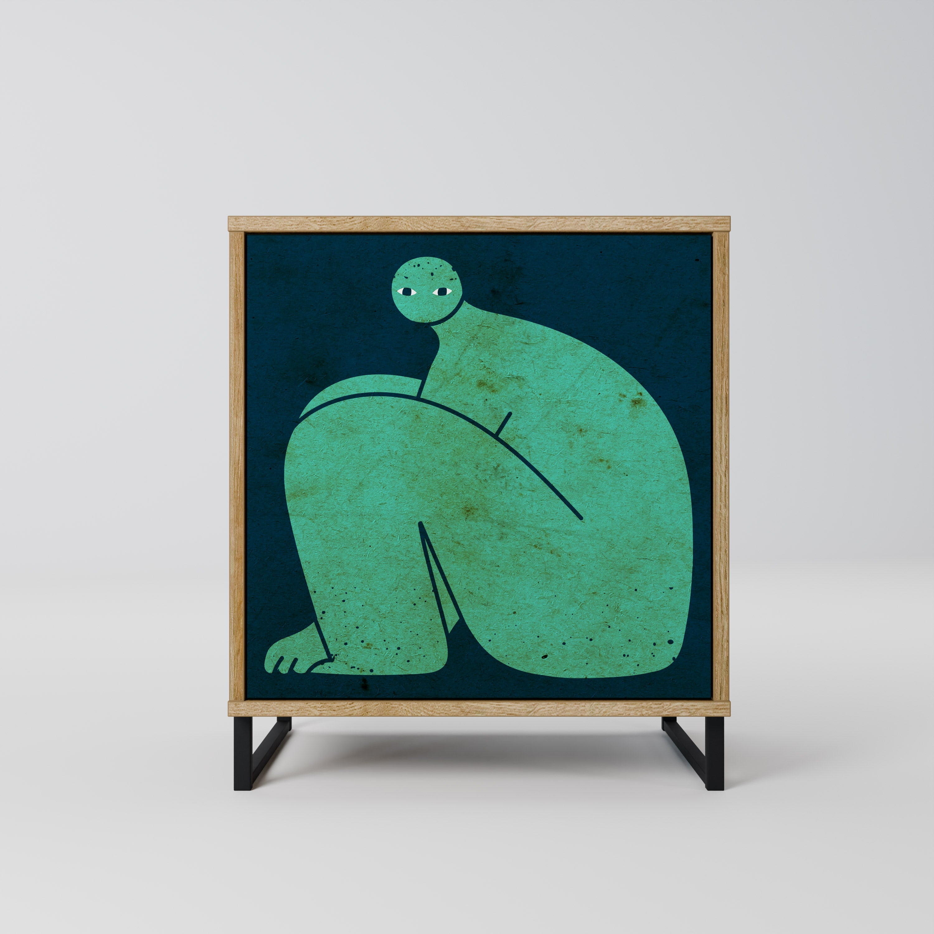 TOGETHER BUT SEPARATELY Aparador de 1 Porta em Efeito Carvalho