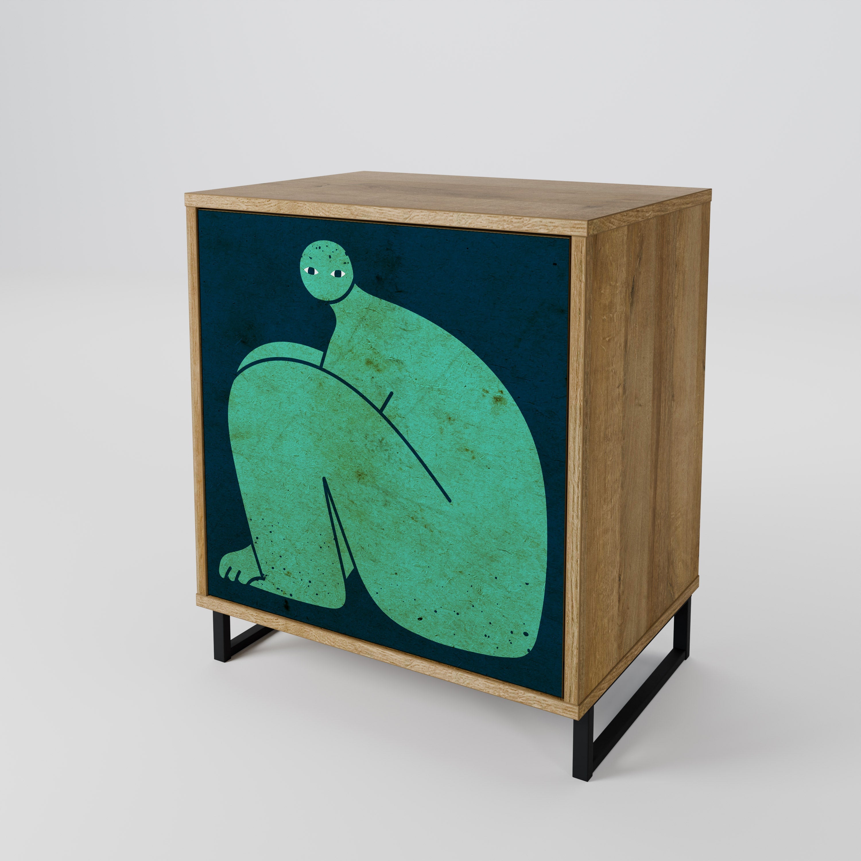 TOGETHER BUT SEPARATELY Aparador de 1 Porta em Efeito Carvalho