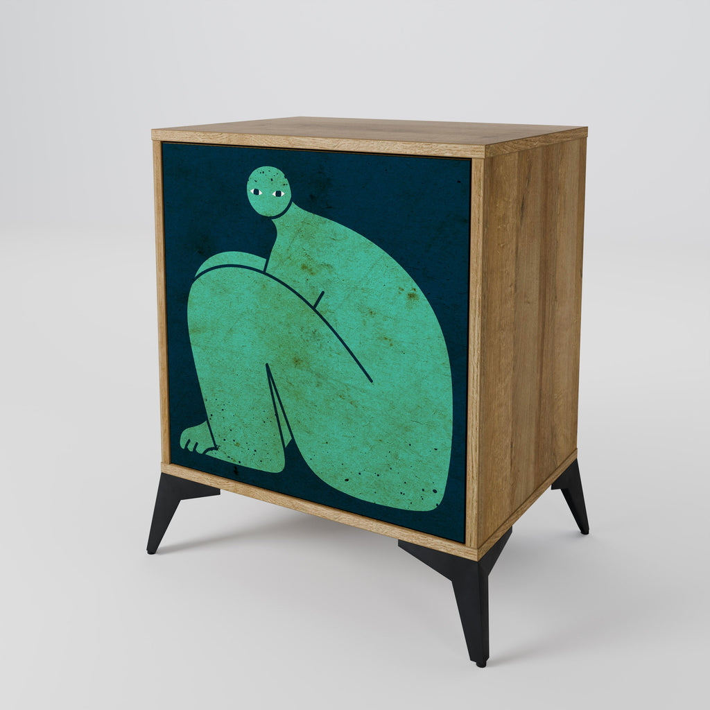 TOGETHER BUT SEPARATELY Aparador de 1 Porta em Efeito Carvalho