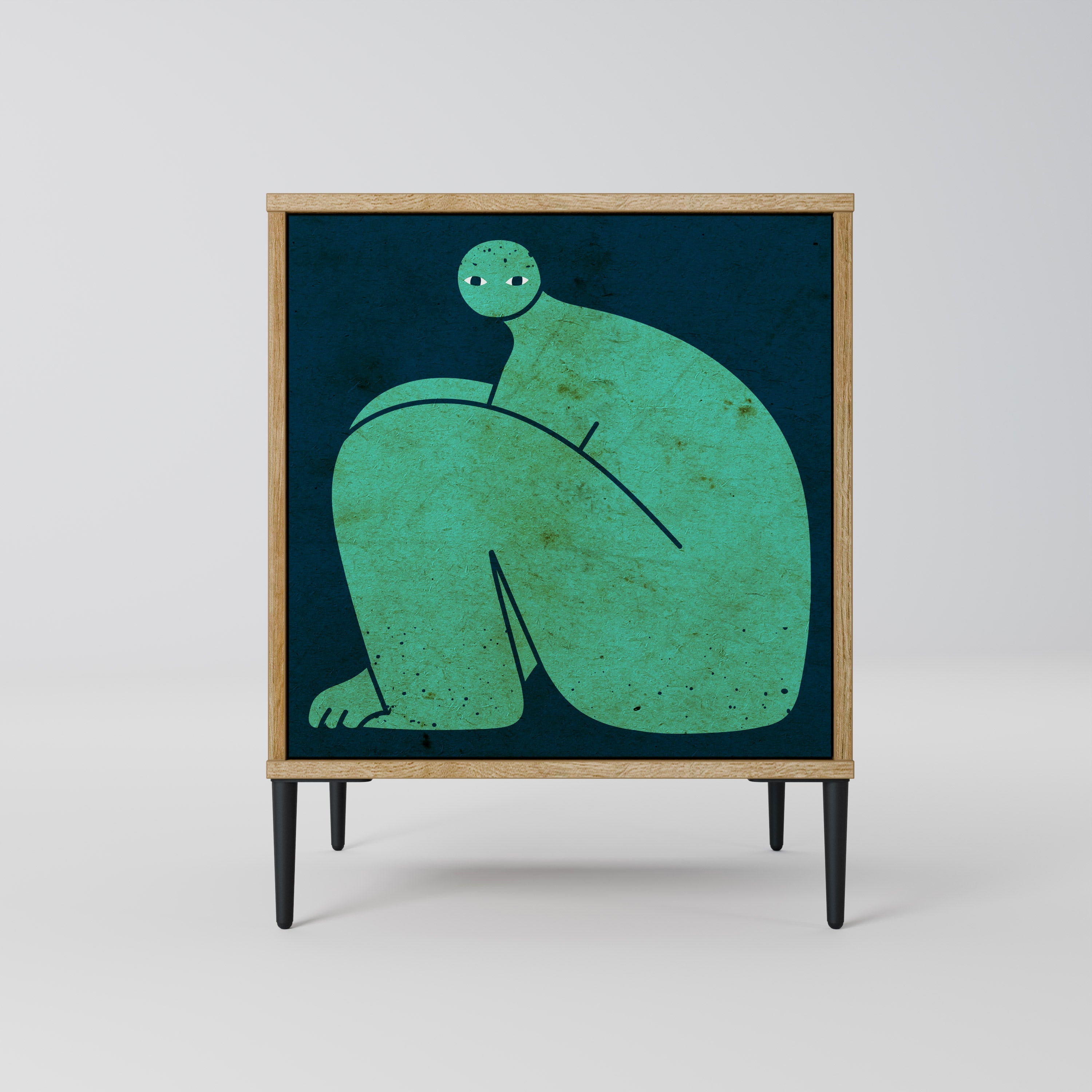 TOGETHER BUT SEPARATELY Aparador de 1 Porta em Efeito Carvalho