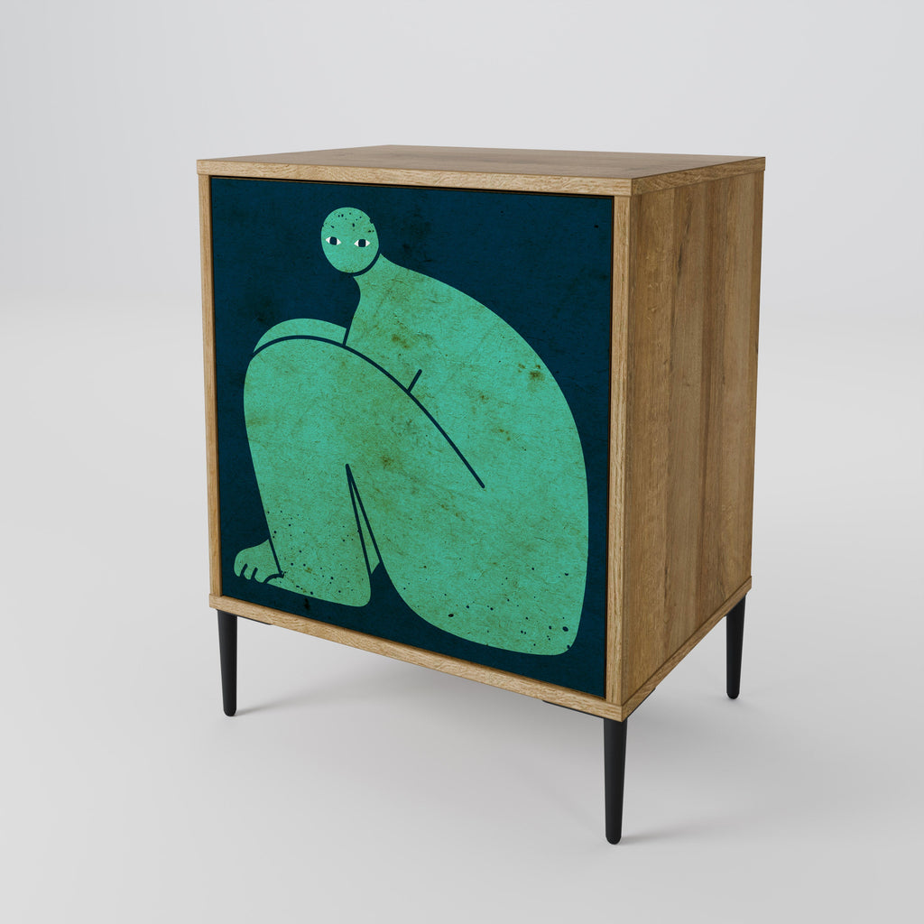 TOGETHER BUT SEPARATELY Aparador de 1 Porta em Efeito Carvalho