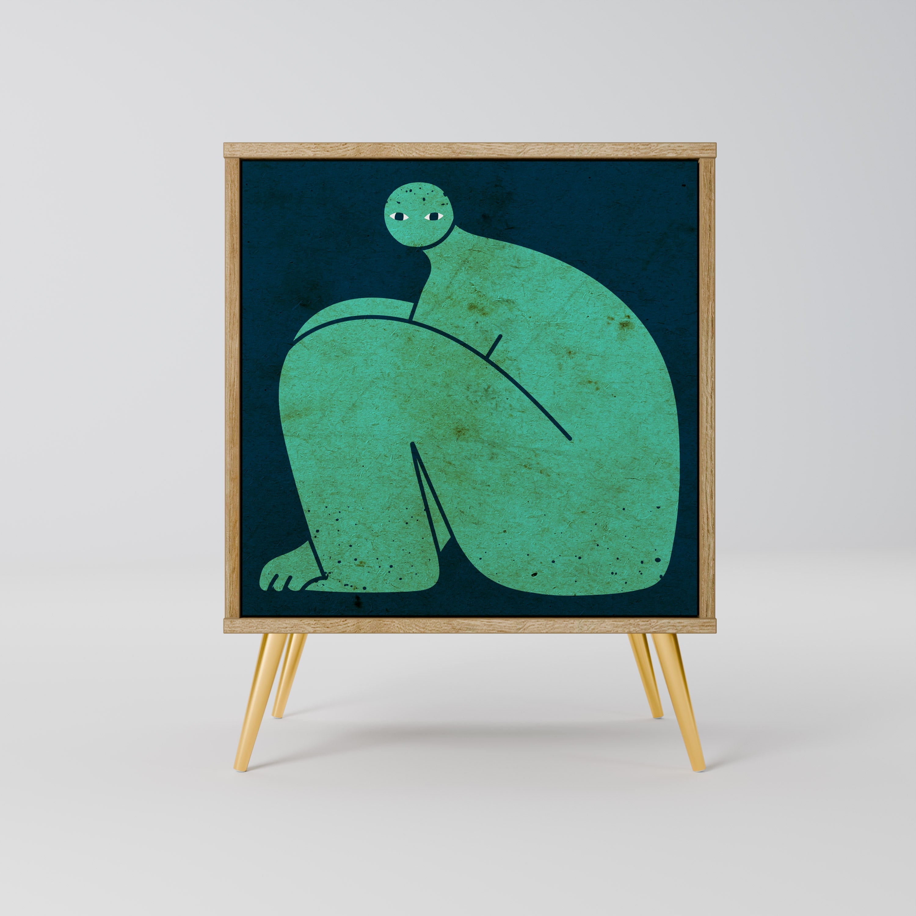 TOGETHER BUT SEPARATELY Aparador de 1 Porta em Efeito Carvalho