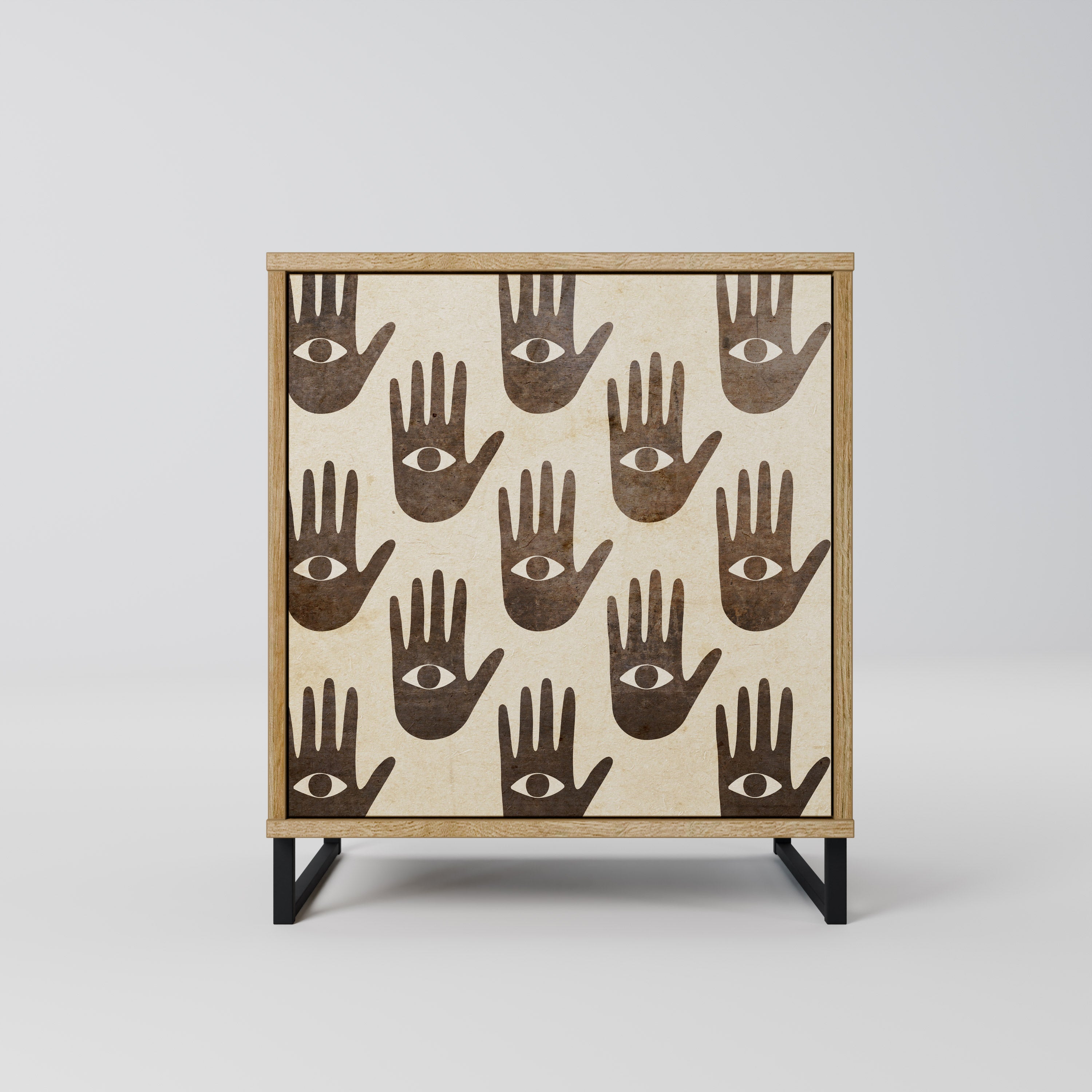 SEE MORE Aparador de 1 Porta em Efeito Carvalho