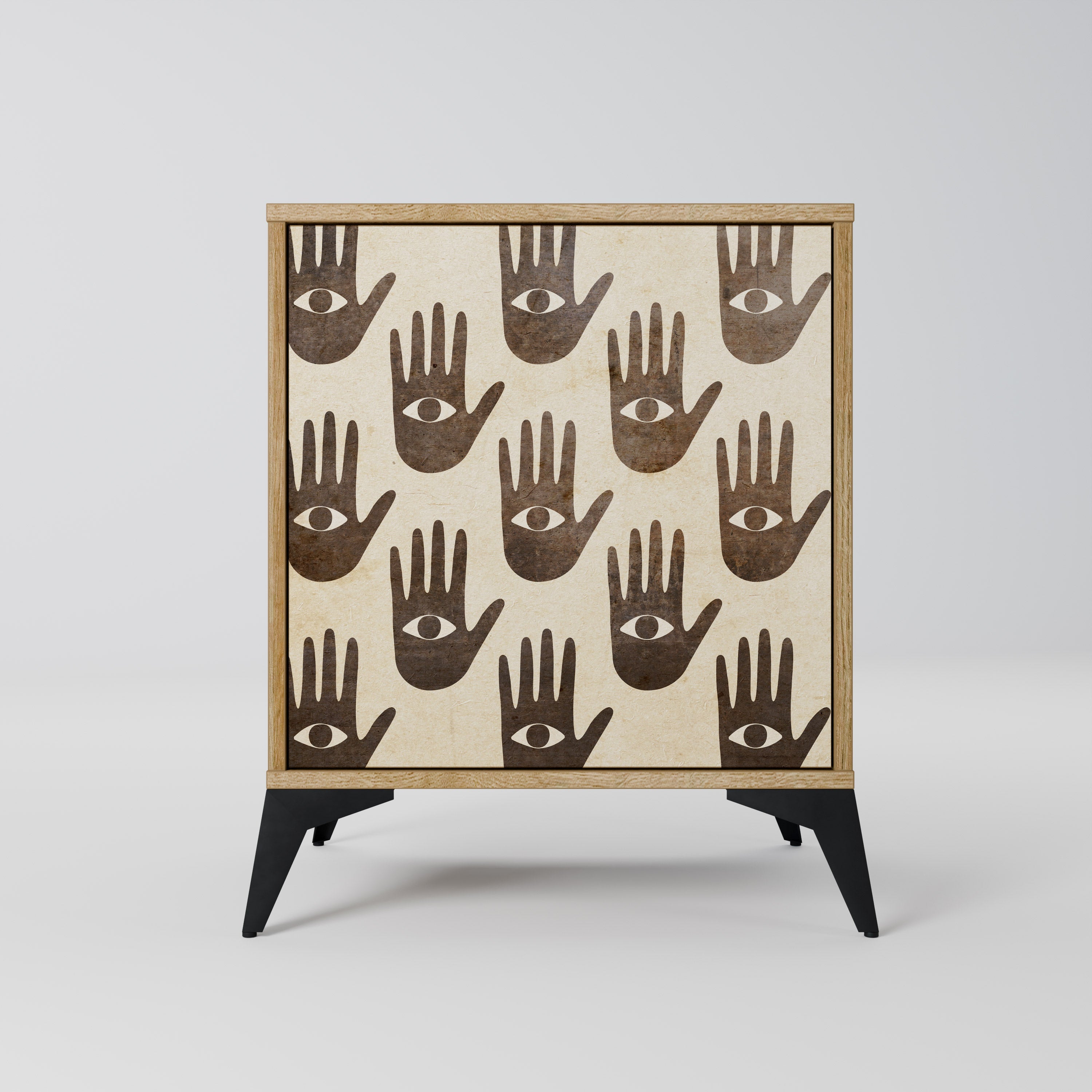 SEE MORE Aparador de 1 Porta em Efeito Carvalho