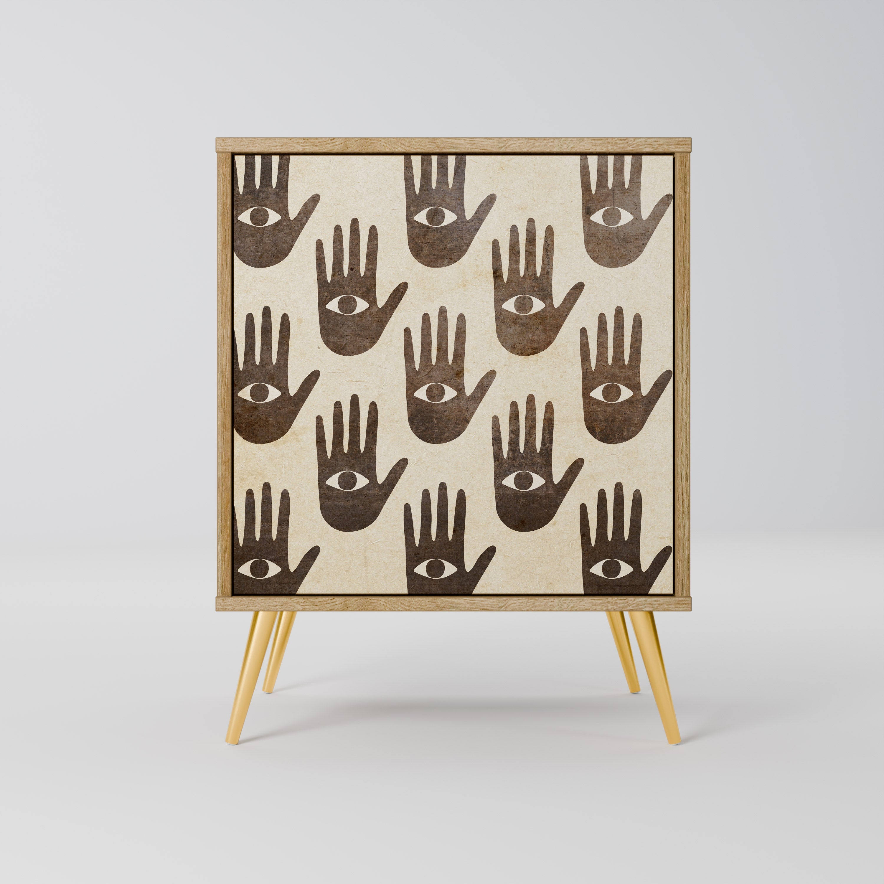 SEE MORE Aparador de 1 Porta em Efeito Carvalho