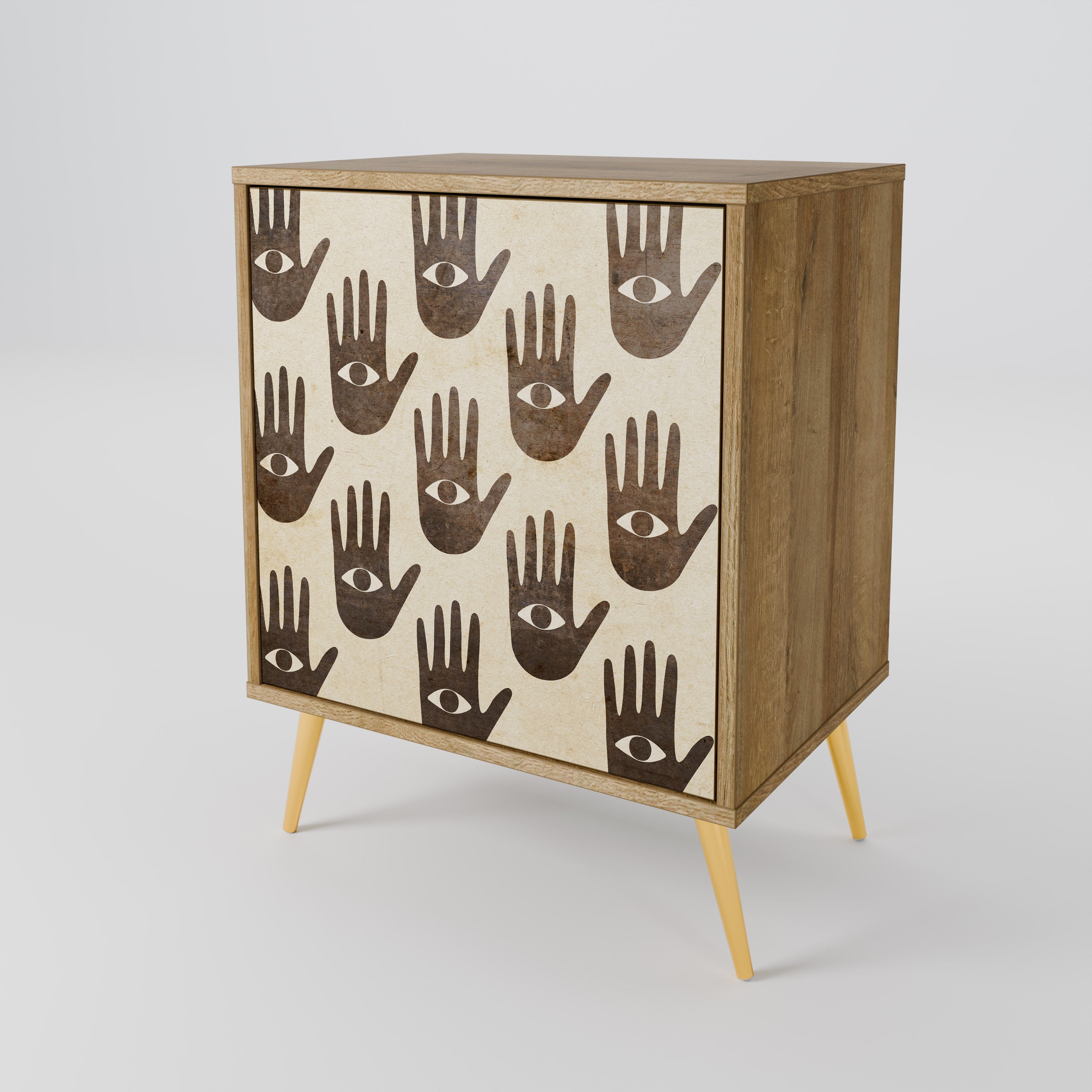 SEE MORE Aparador de 1 Porta em Efeito Carvalho