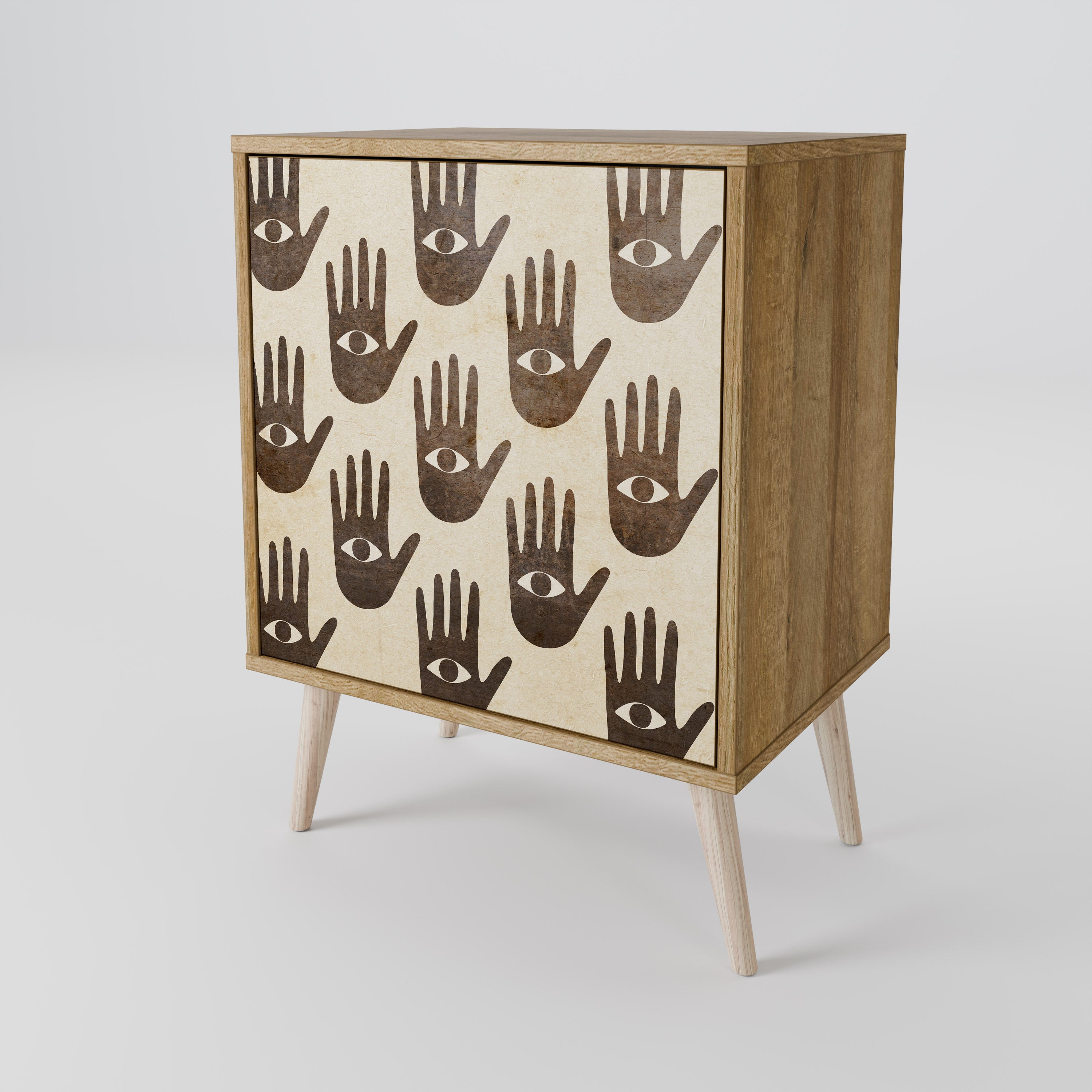 SEE MORE Aparador de 1 Porta em Efeito Carvalho