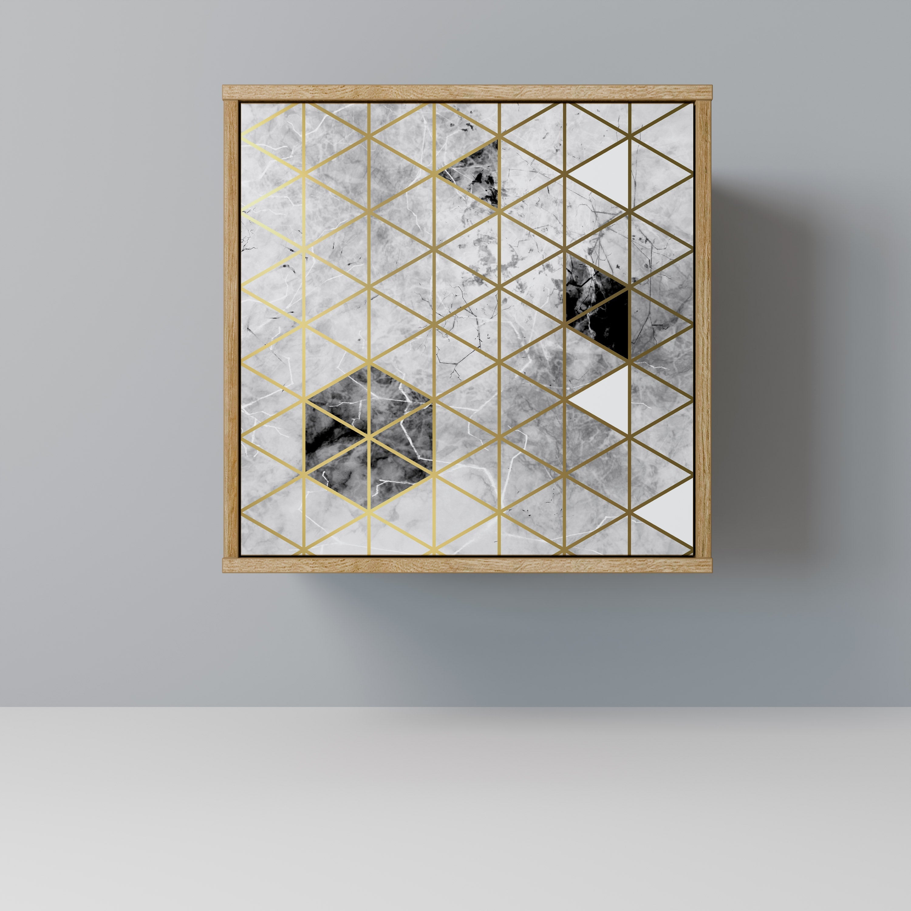 ASHEN ARIA Aparador de 1 Porta em Efeito Carvalho