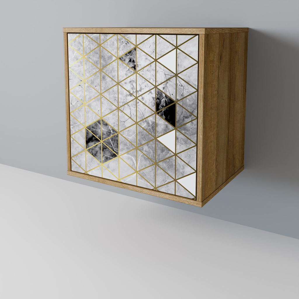 ASHEN ARIA Aparador de 1 Porta em Efeito Carvalho