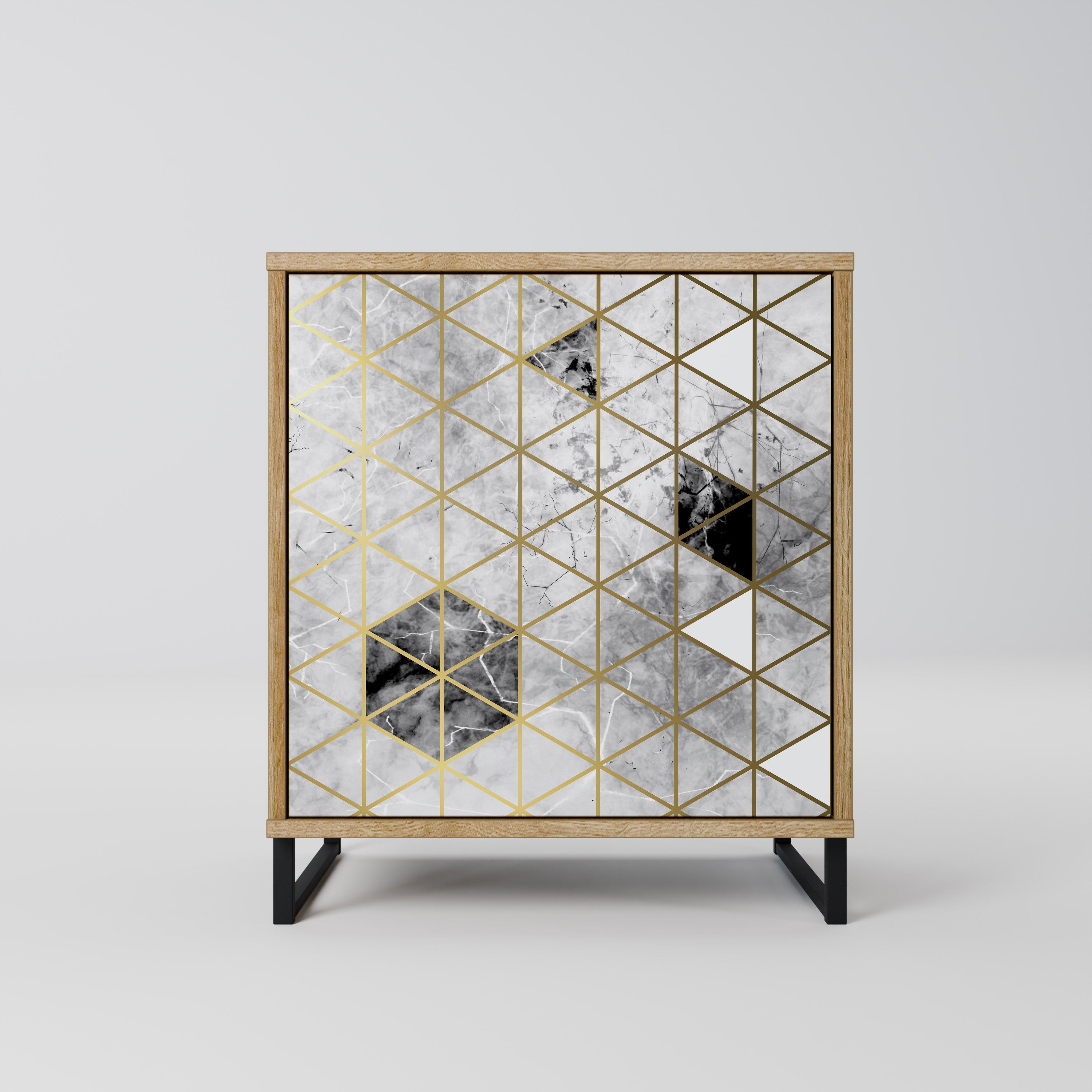 ASHEN ARIA Aparador de 1 Porta em Efeito Carvalho