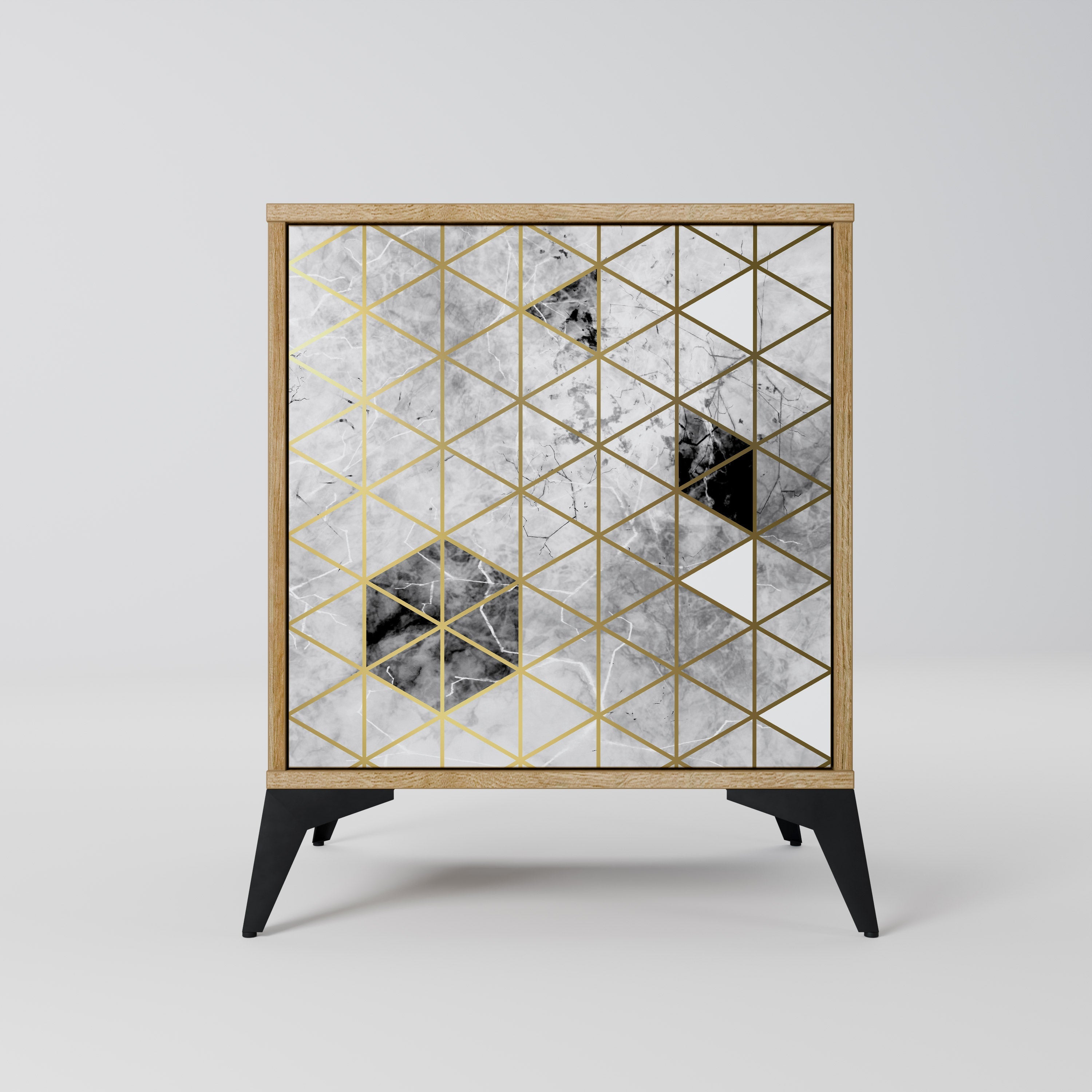 ASHEN ARIA Aparador de 1 Porta em Efeito Carvalho