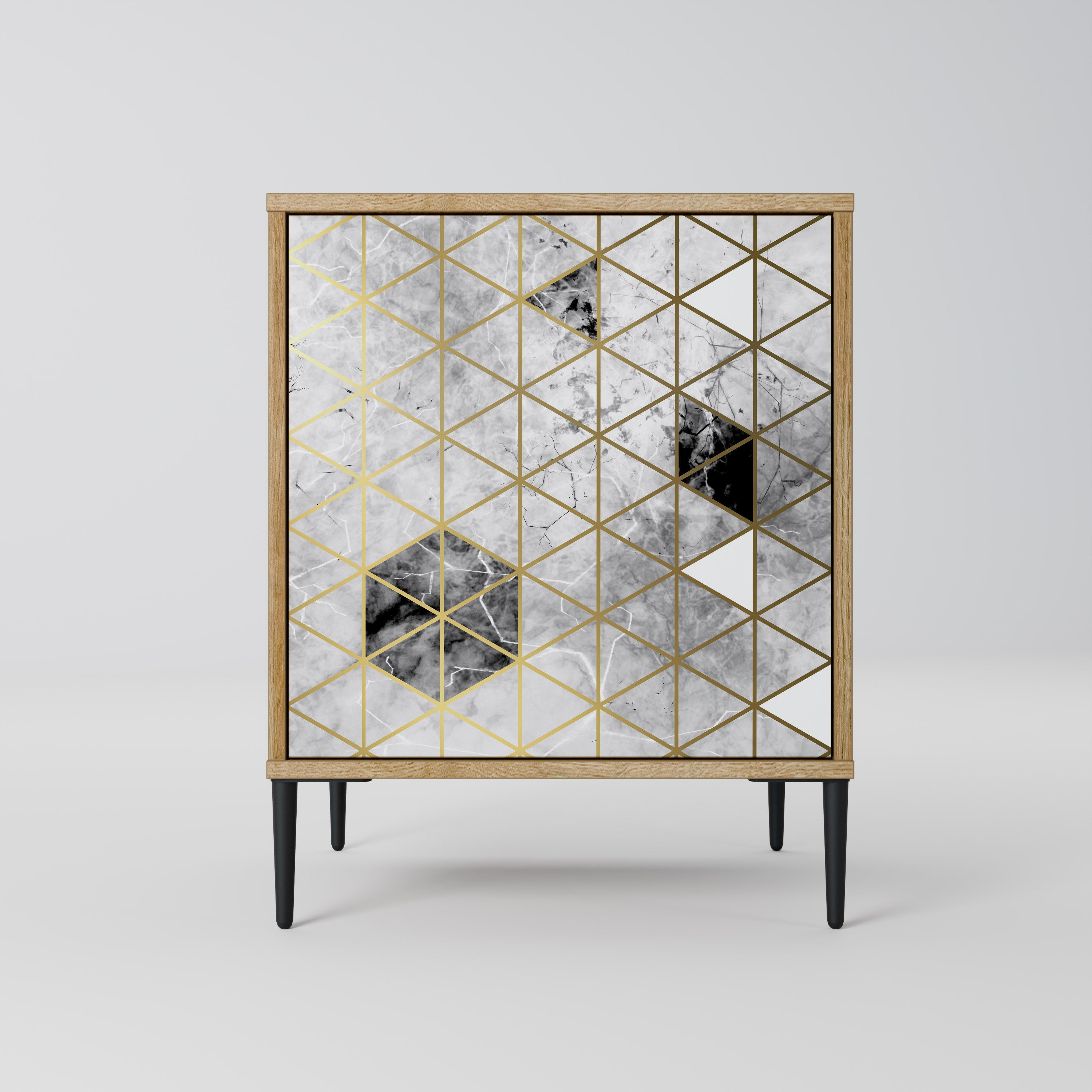 ASHEN ARIA Aparador de 1 Porta em Efeito Carvalho