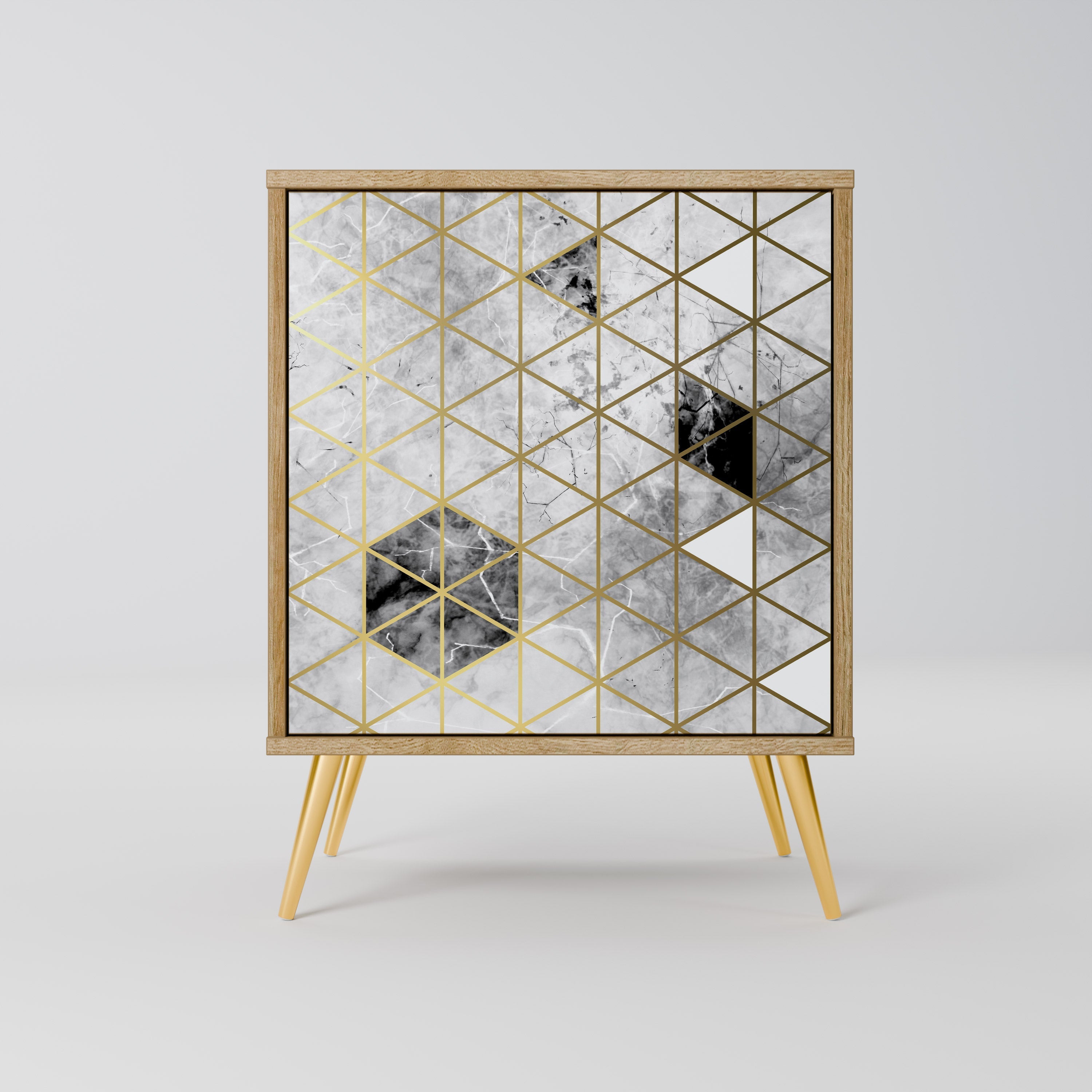 ASHEN ARIA Aparador de 1 Porta em Efeito Carvalho