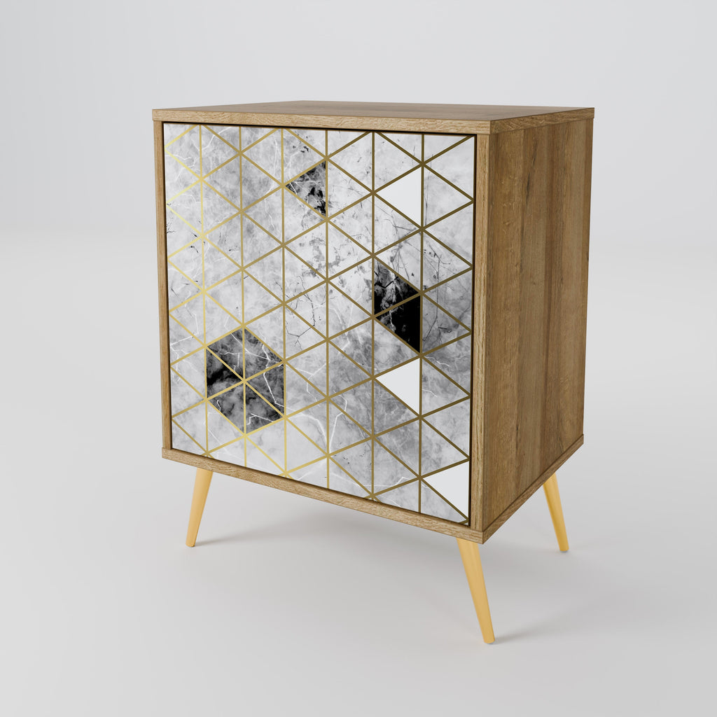 ASHEN ARIA Aparador de 1 Porta em Efeito Carvalho