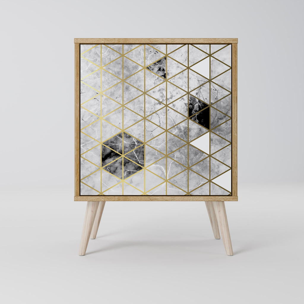 ASHEN ARIA Aparador de 1 Porta em Efeito Carvalho