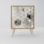 ASHEN ARIA Aparador de 1 Porta em Efeito Carvalho