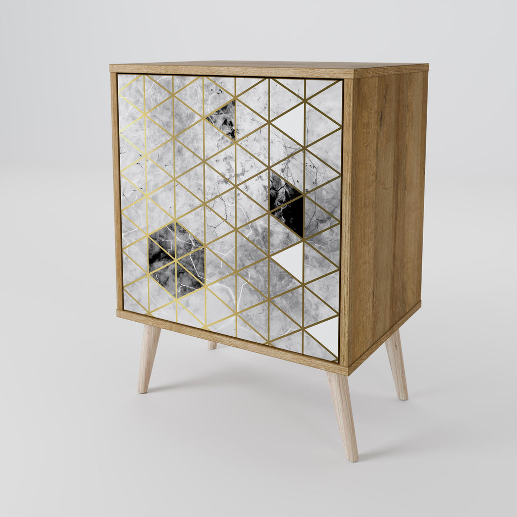 ASHEN ARIA Aparador de 1 Porta em Efeito Carvalho