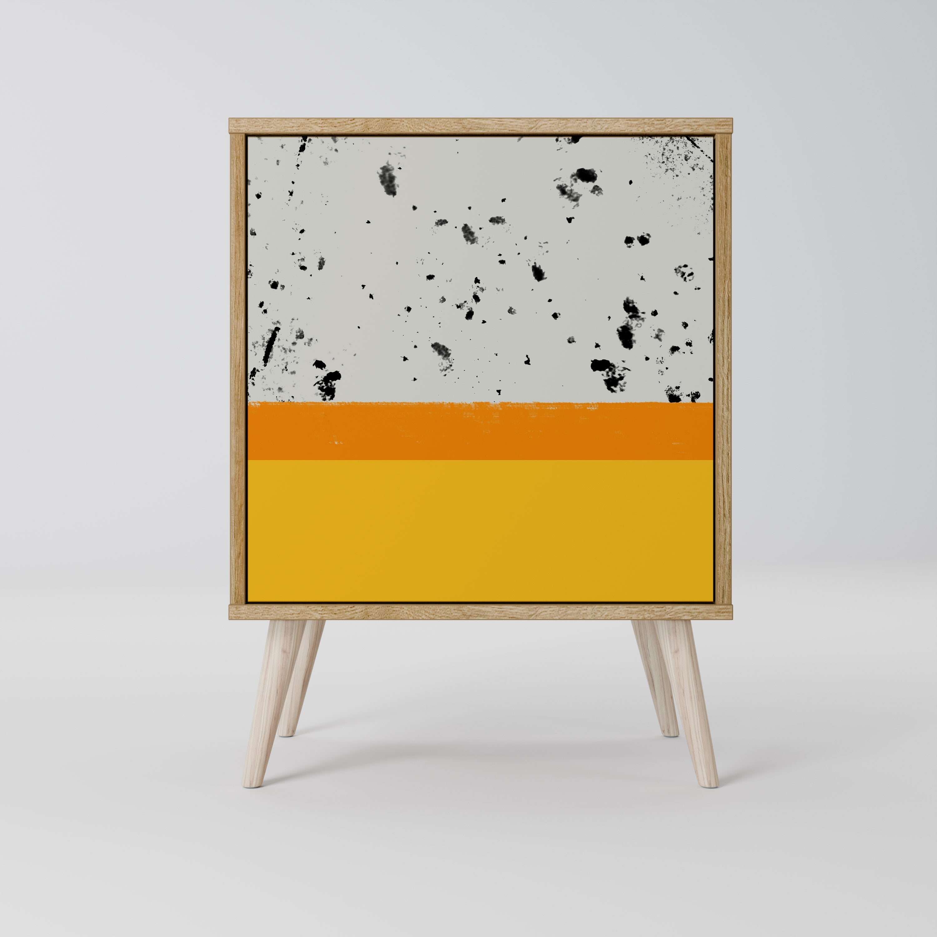 DYED BY ORANGE Aparador de 1 Porta em Efeito Carvalho