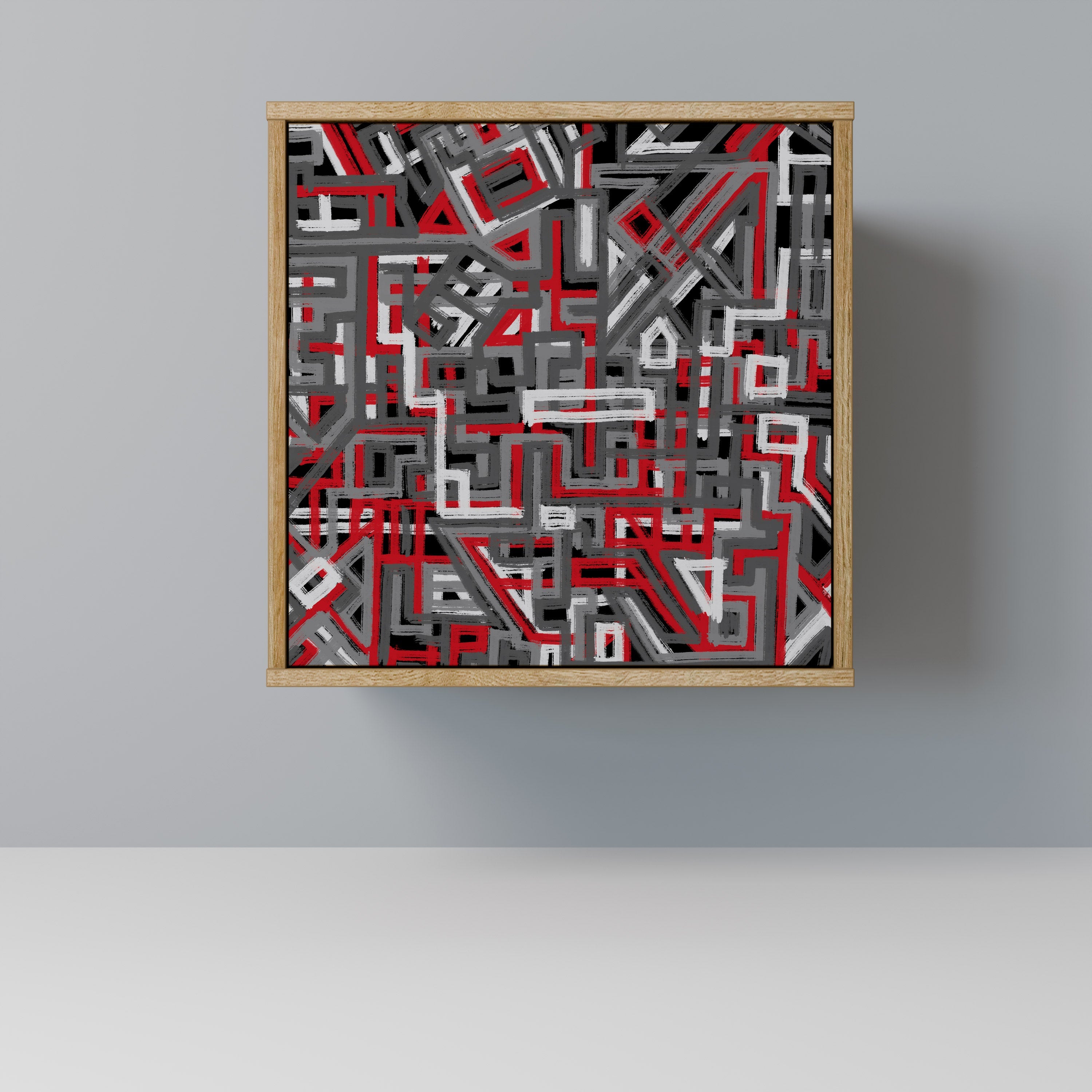 BROKEN LINES Aparador de 1 Porta em Efeito Carvalho