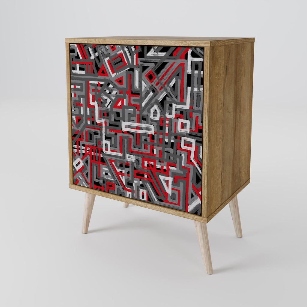 BROKEN LINES 1-Door Sideboard in Oak Effect