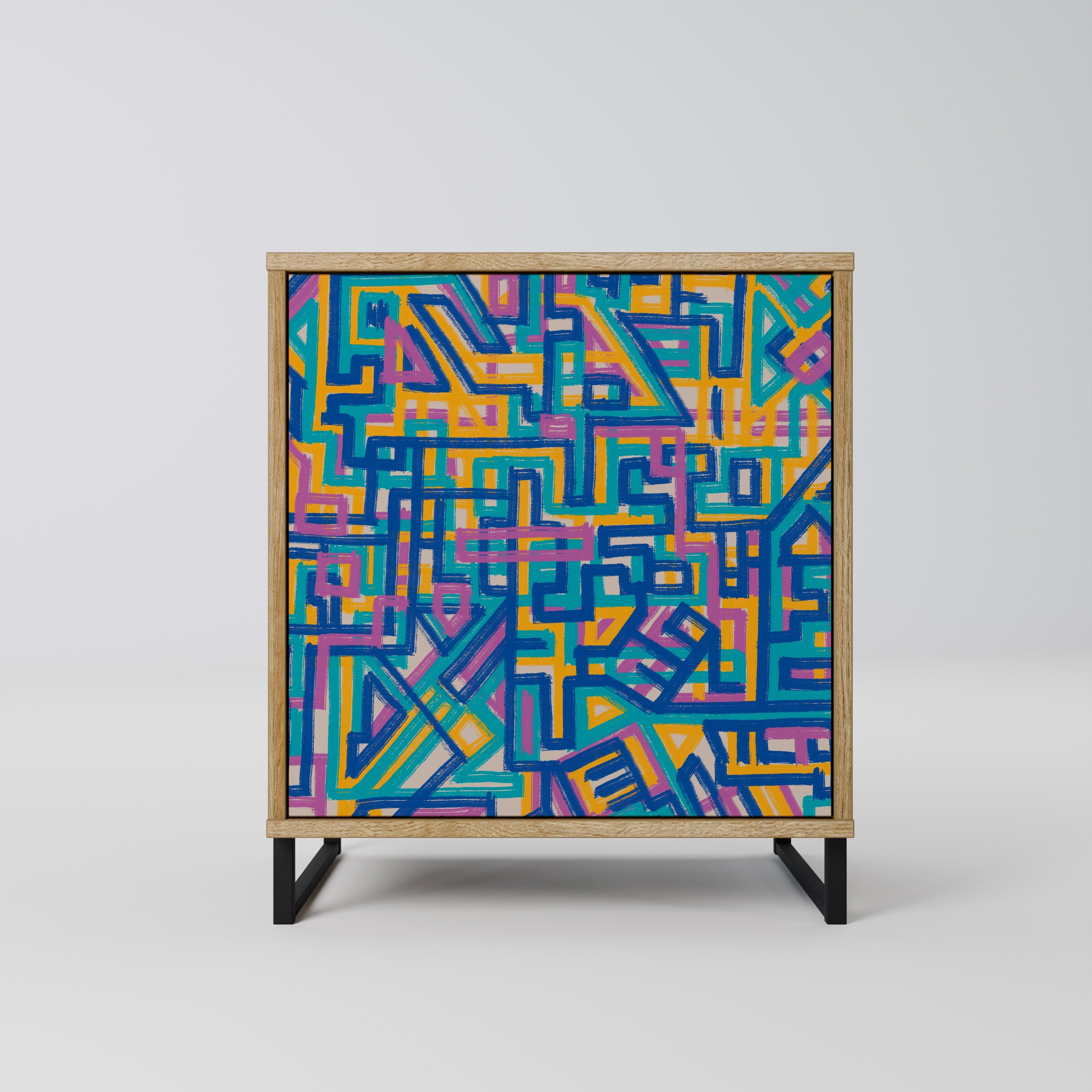 MEMORIES MAP Aparador de 1 Porta em Efeito Carvalho