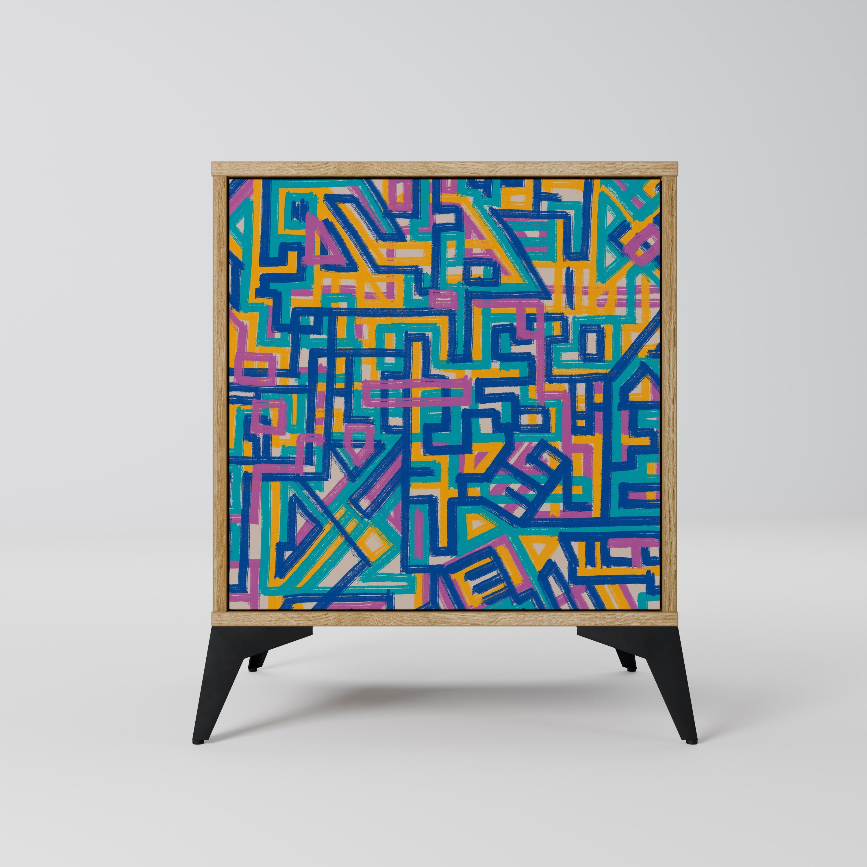 MEMORIES MAP Aparador de 1 Porta em Efeito Carvalho