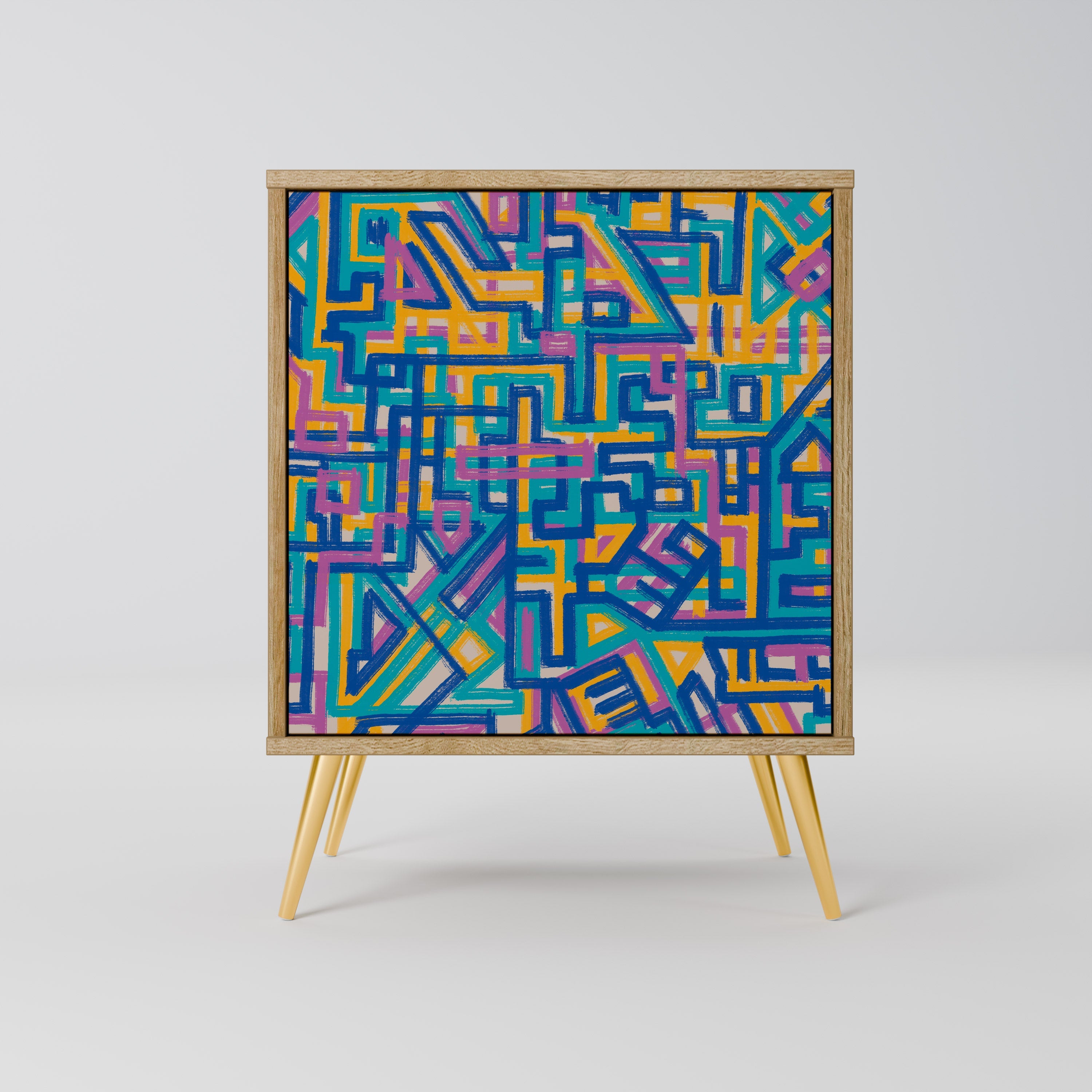 MEMORIES MAP Aparador de 1 Porta em Efeito Carvalho