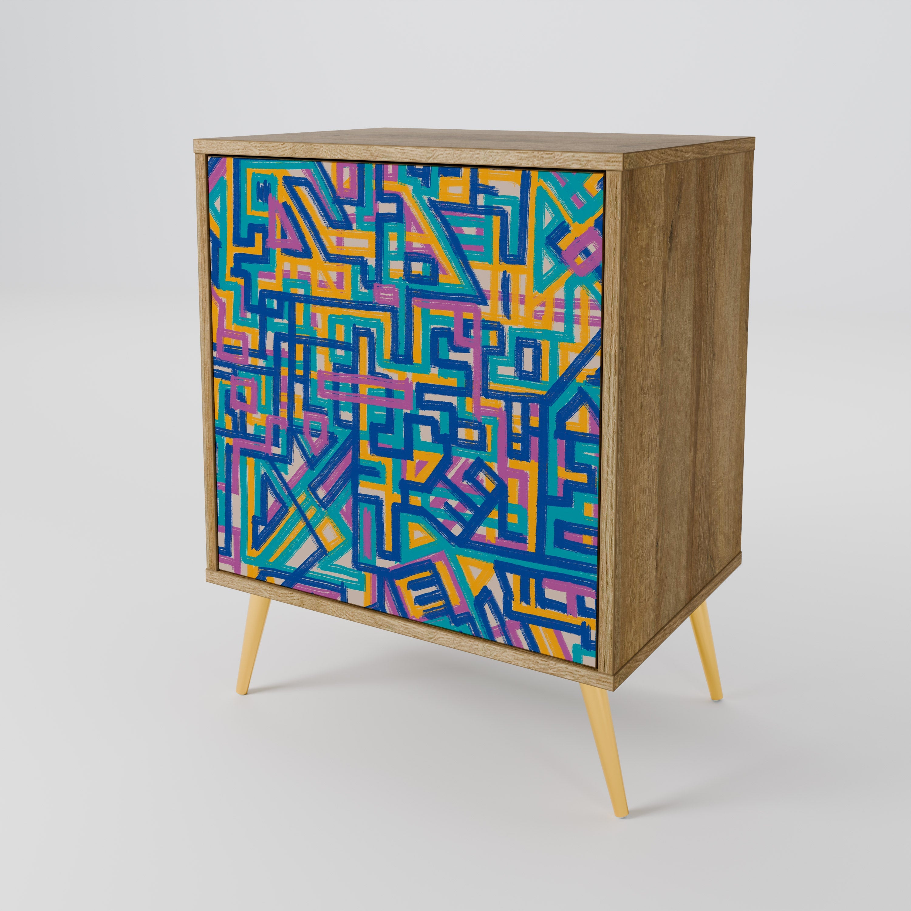 MEMORIES MAP Aparador de 1 Porta em Efeito Carvalho