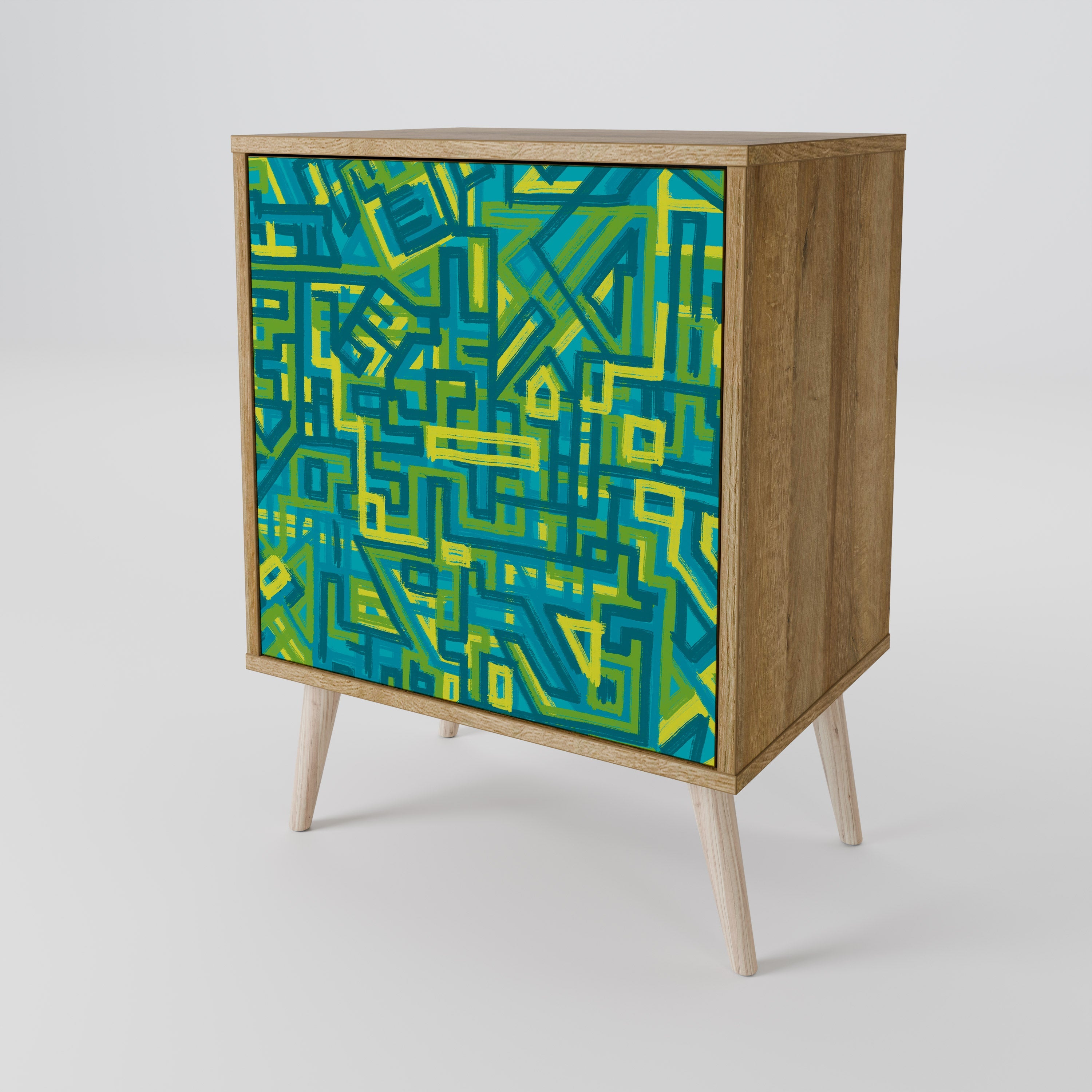 NOSTALGIC MEMORIES Aparador de 1 Porta em Efeito Carvalho