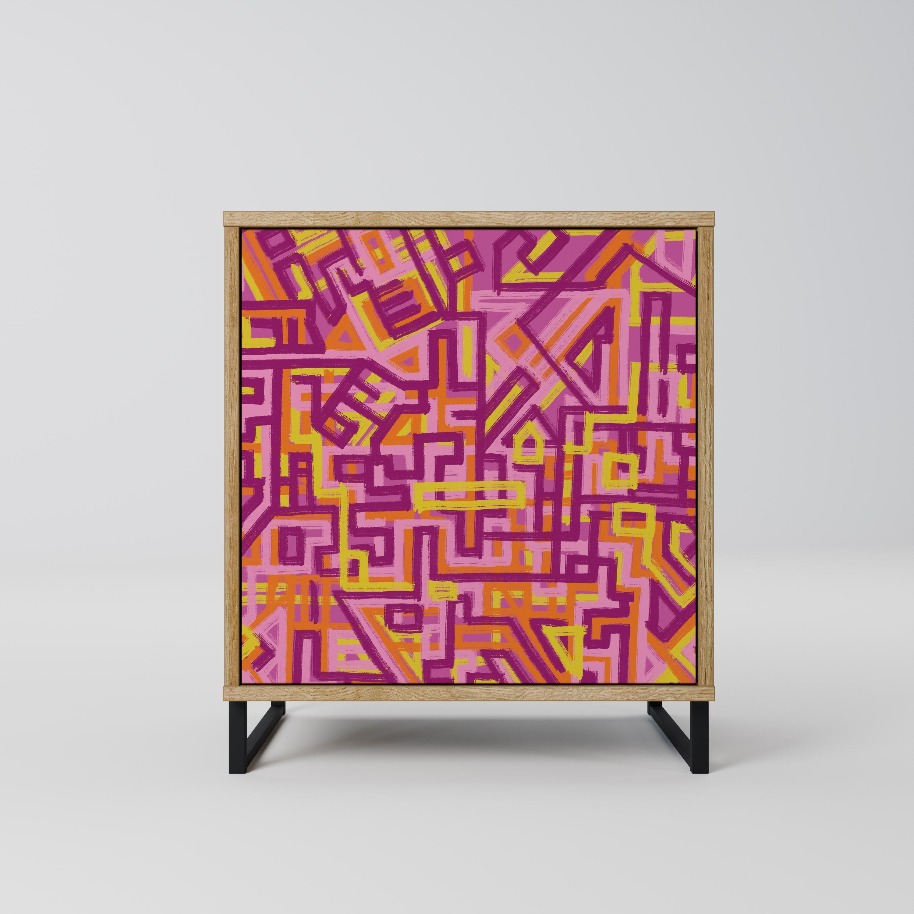 LOVELY MEMORIES Aparador de 1 Porta em Efeito Carvalho