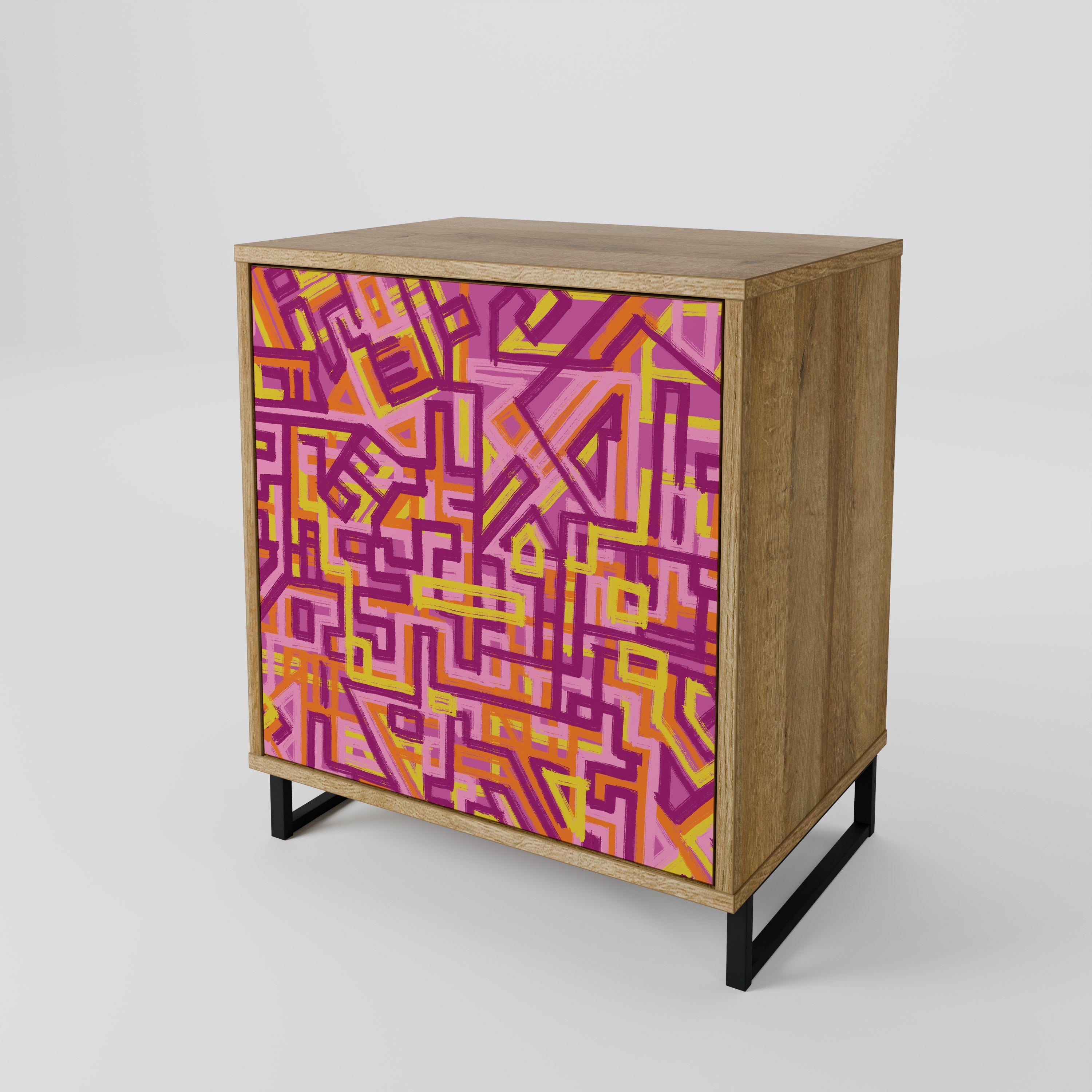 LOVELY MEMORIES Aparador de 1 Porta em Efeito Carvalho