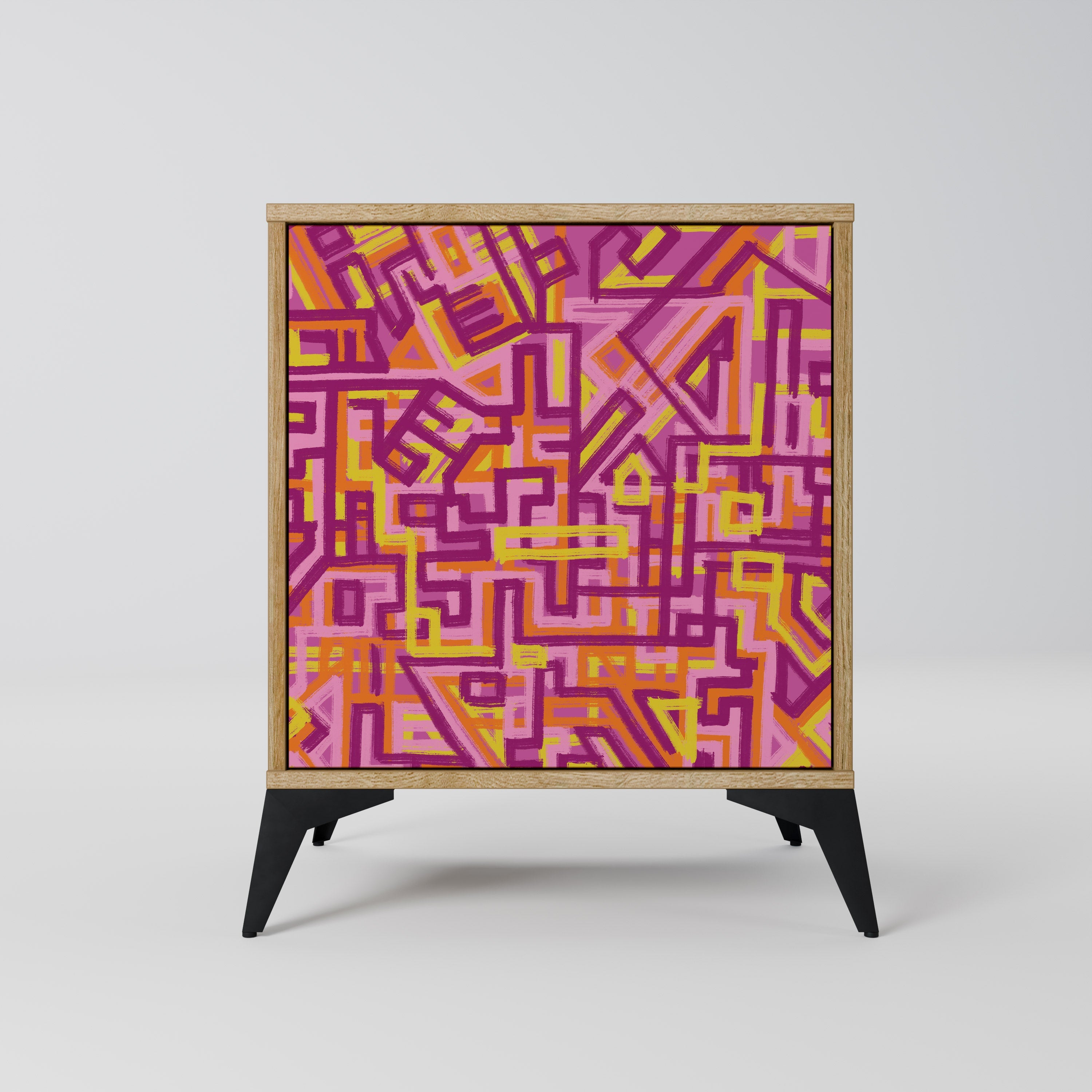 LOVELY MEMORIES Aparador de 1 Porta em Efeito Carvalho