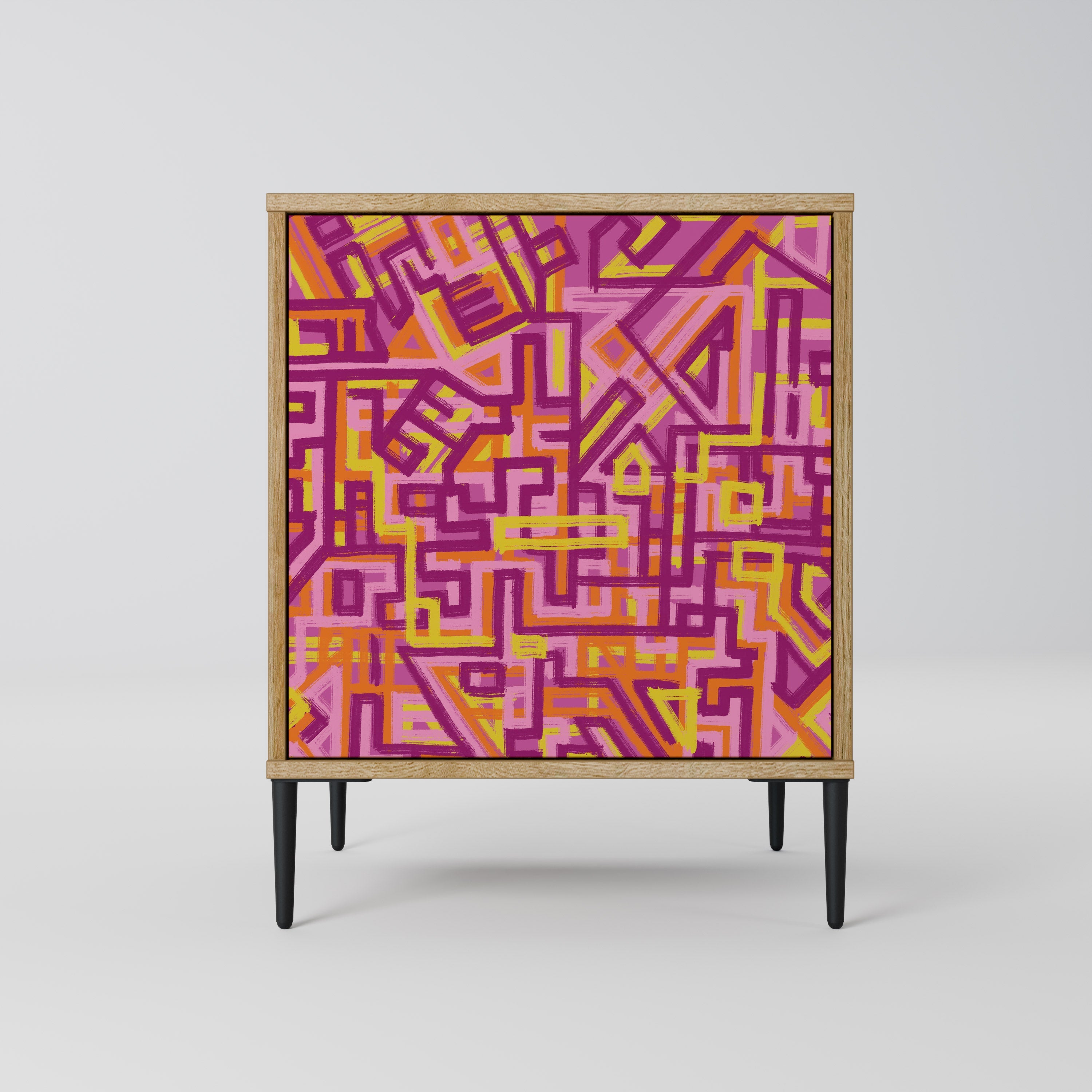 LOVELY MEMORIES Aparador de 1 Porta em Efeito Carvalho