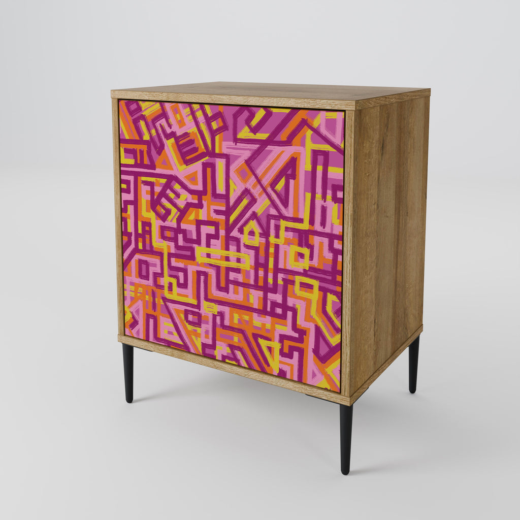 LOVELY MEMORIES Aparador de 1 Porta em Efeito Carvalho