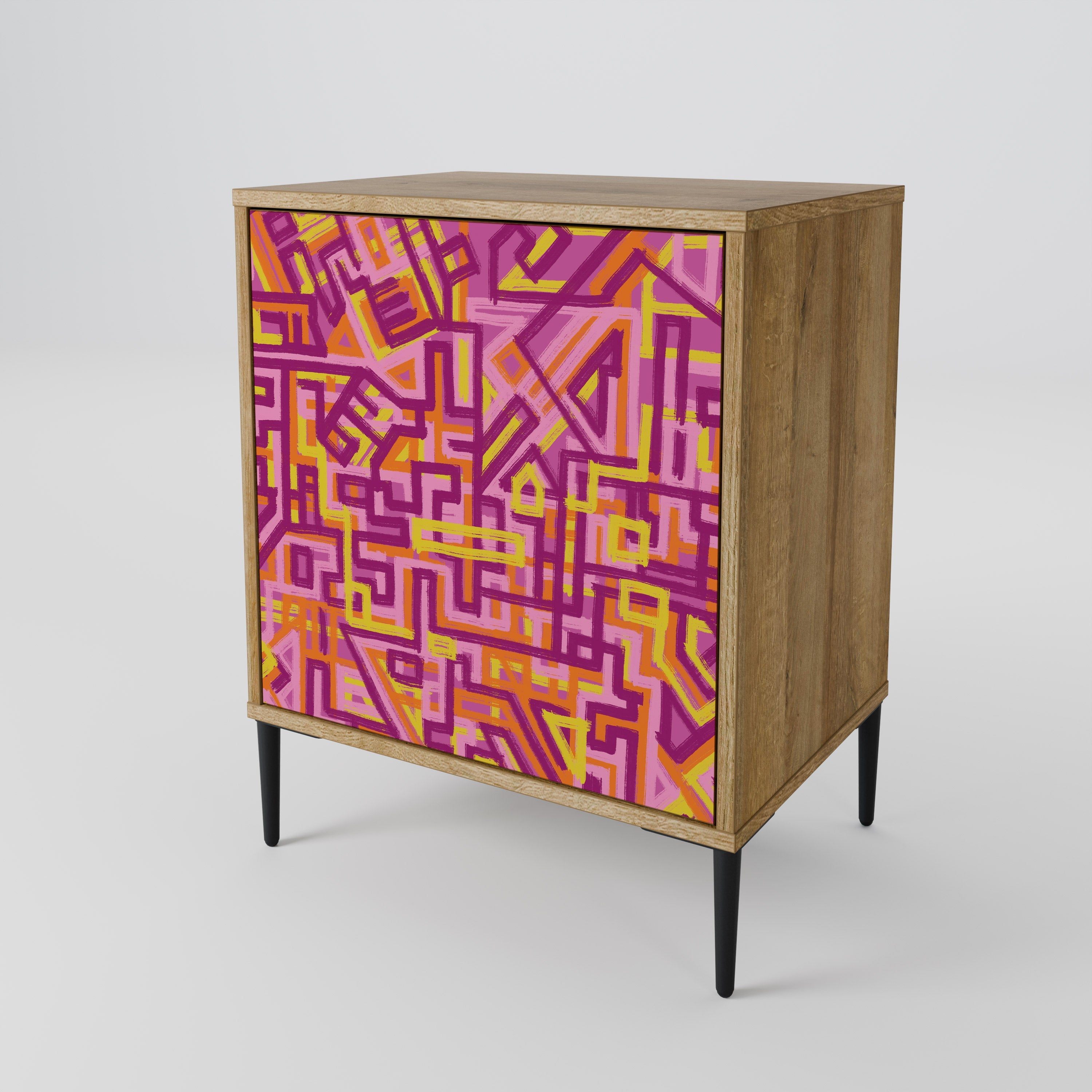 LOVELY MEMORIES Aparador de 1 Porta em Efeito Carvalho