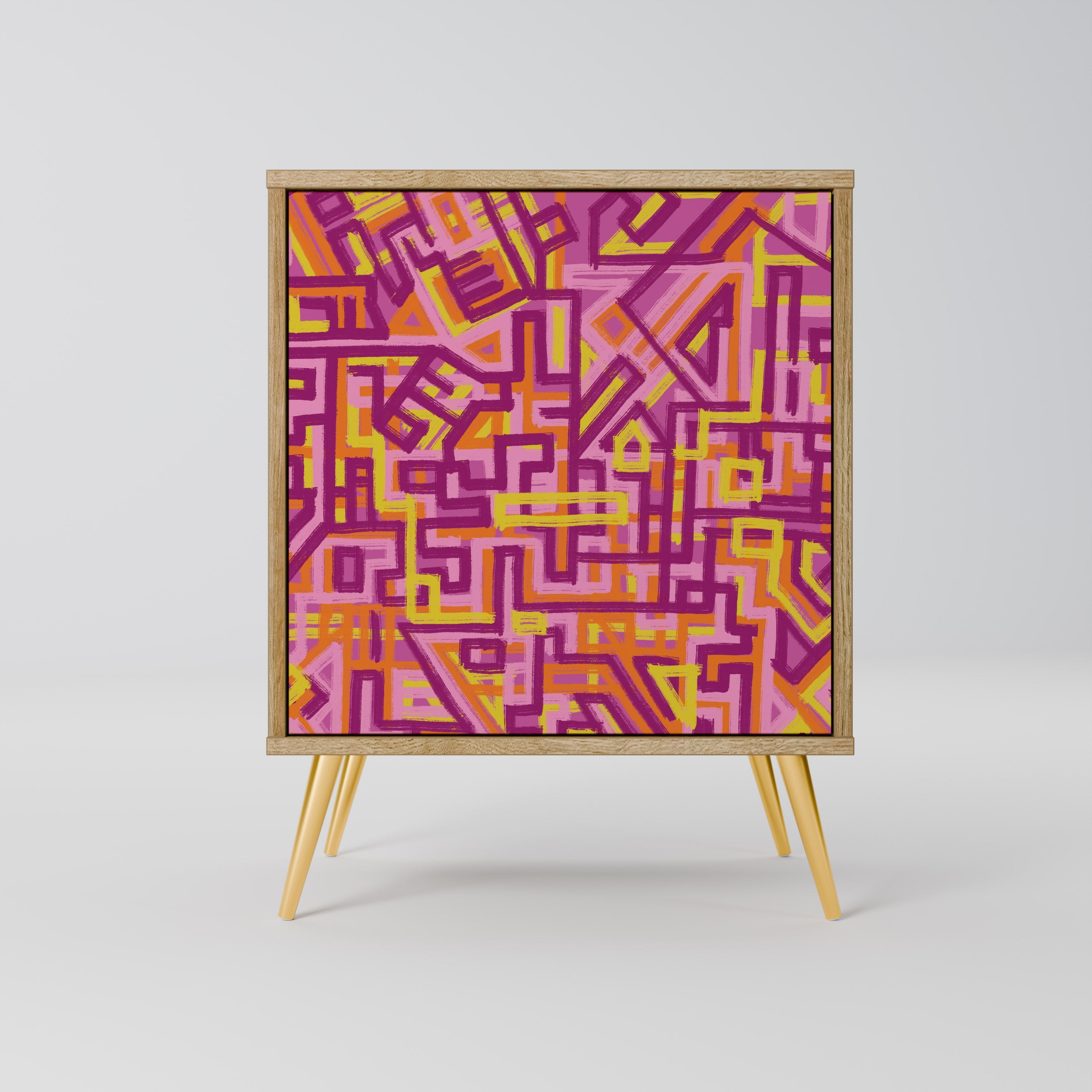 LOVELY MEMORIES Aparador de 1 Porta em Efeito Carvalho