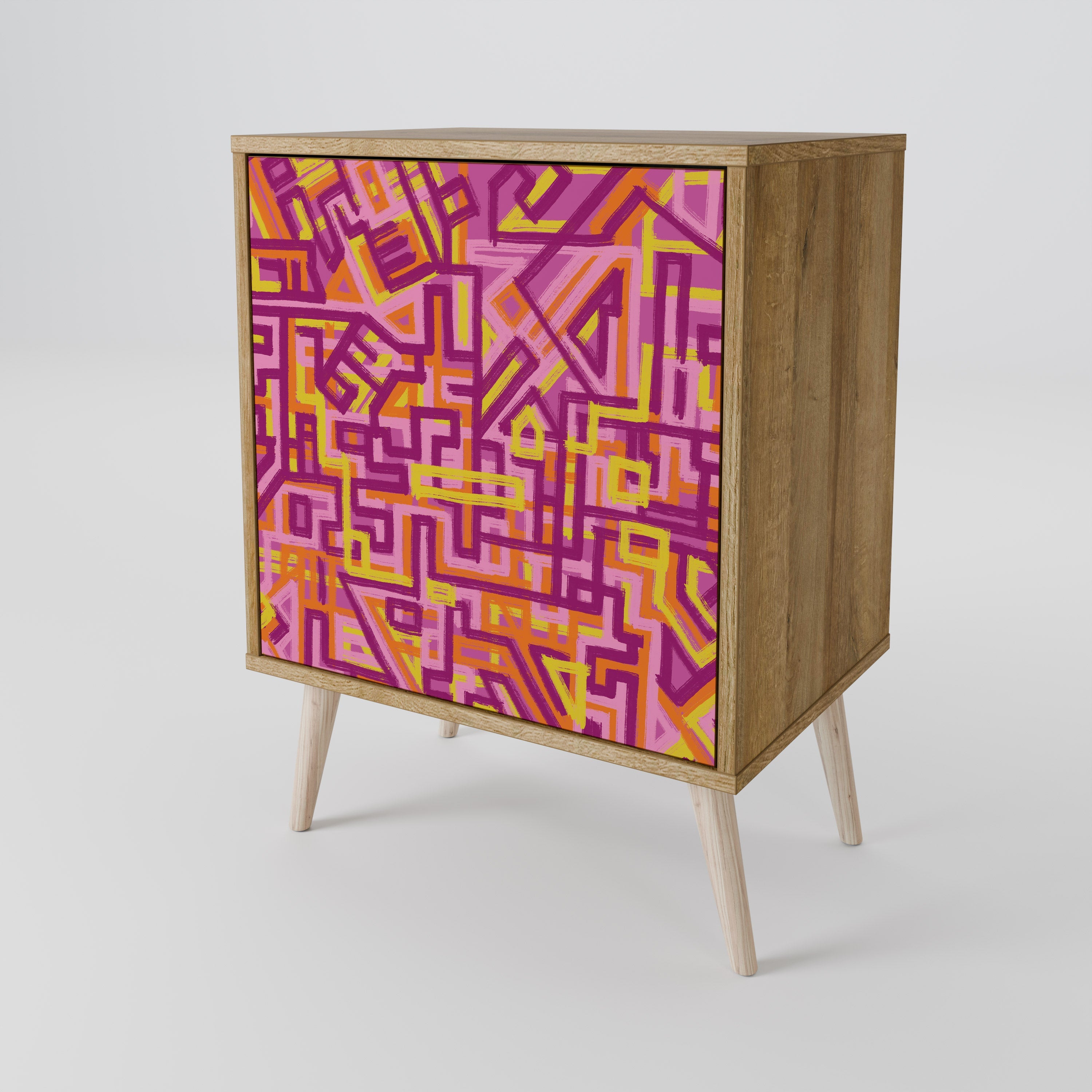 LOVELY MEMORIES Aparador de 1 Porta em Efeito Carvalho