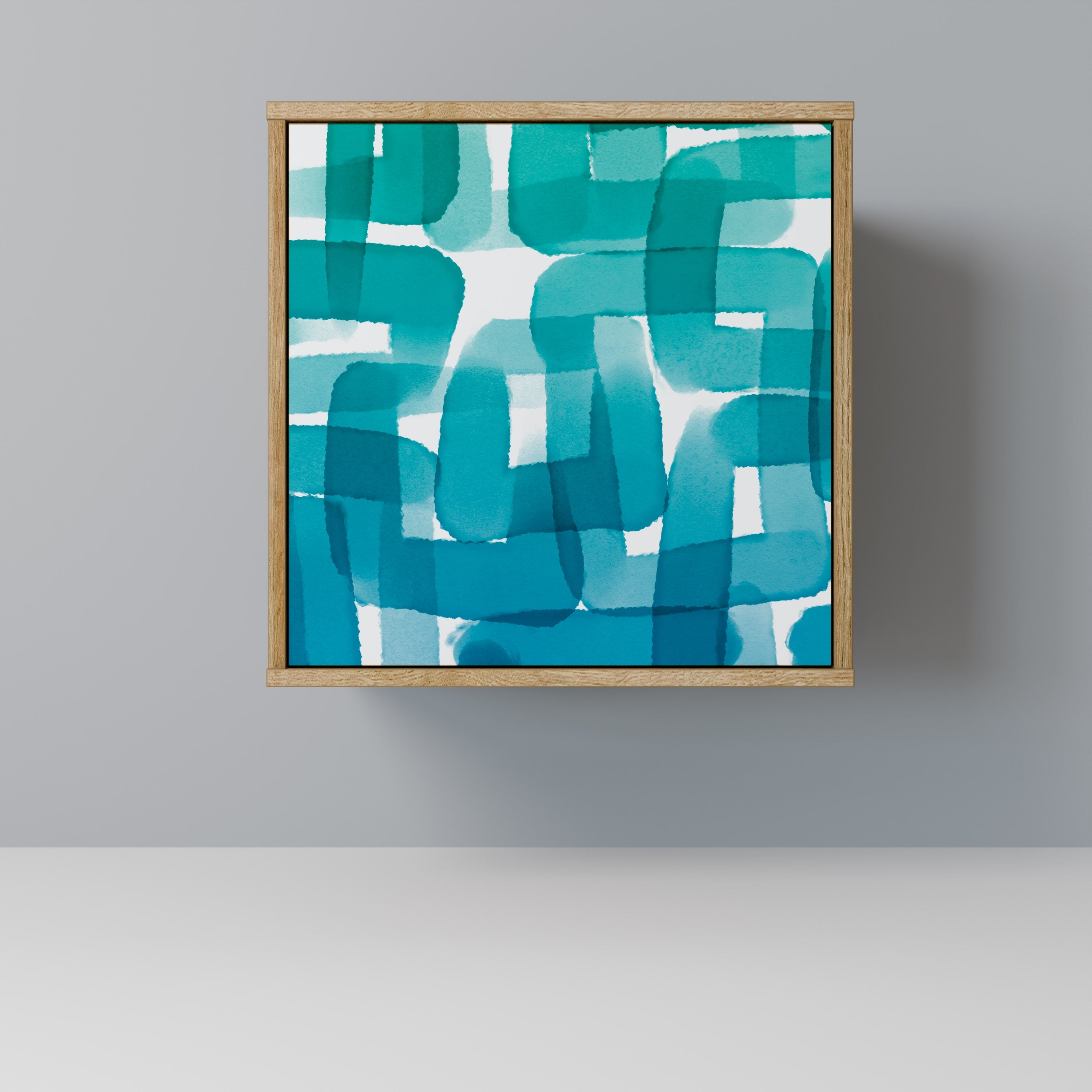 TURQUOISE RECTANGLES Aparador de 1 Porta em Efeito Carvalho