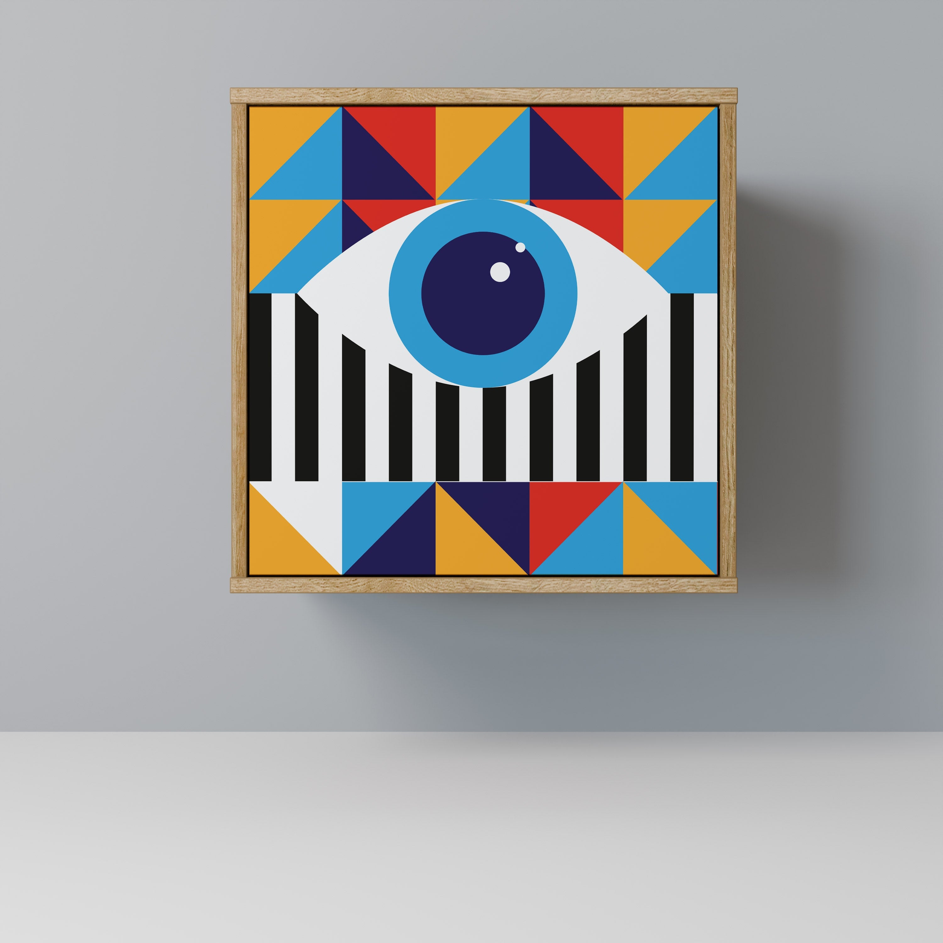 ABSTRACTION AND GEOMETRY Aparador de 1 Porta em Efeito Carvalho