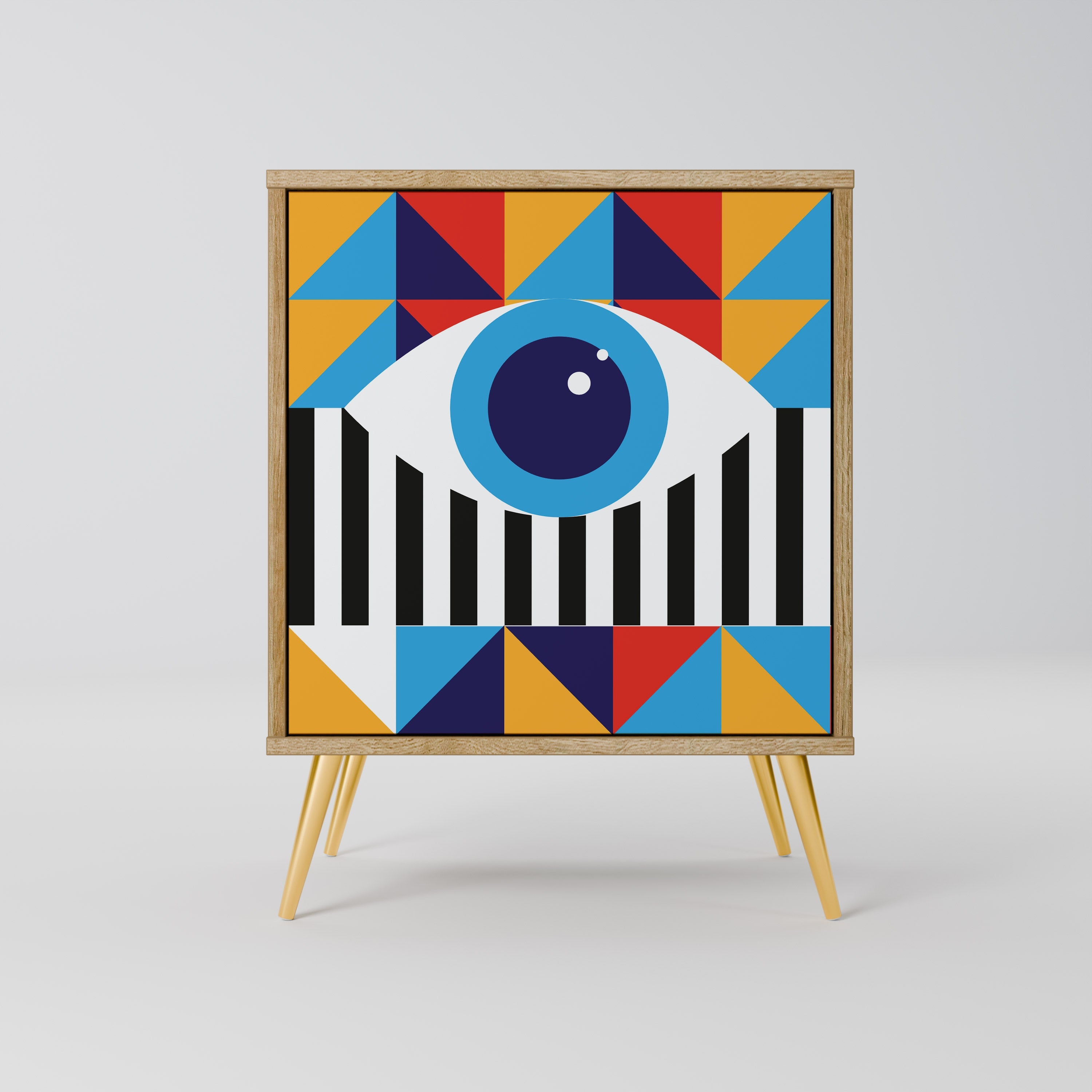 ABSTRACTION AND GEOMETRY Aparador de 1 Porta em Efeito Carvalho